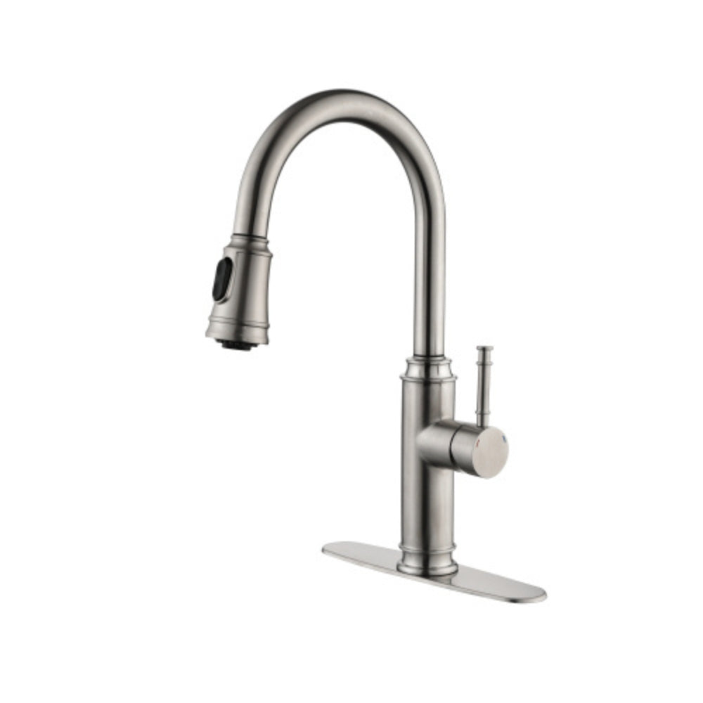 Hivvago Single Handle High Arc Stainless Steel Kitchen Faucet With Pull Down Sprayer