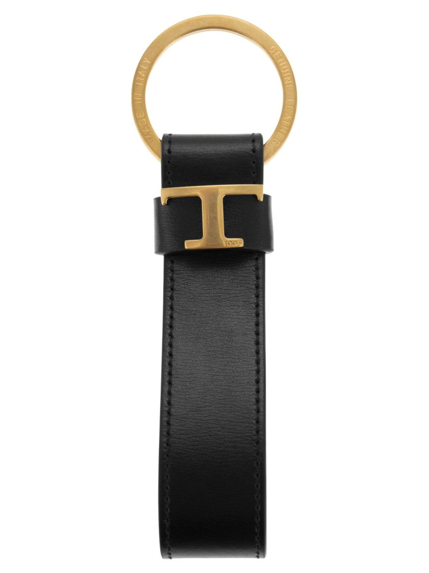 Personalized Leather Keyring With T Timeless Logo