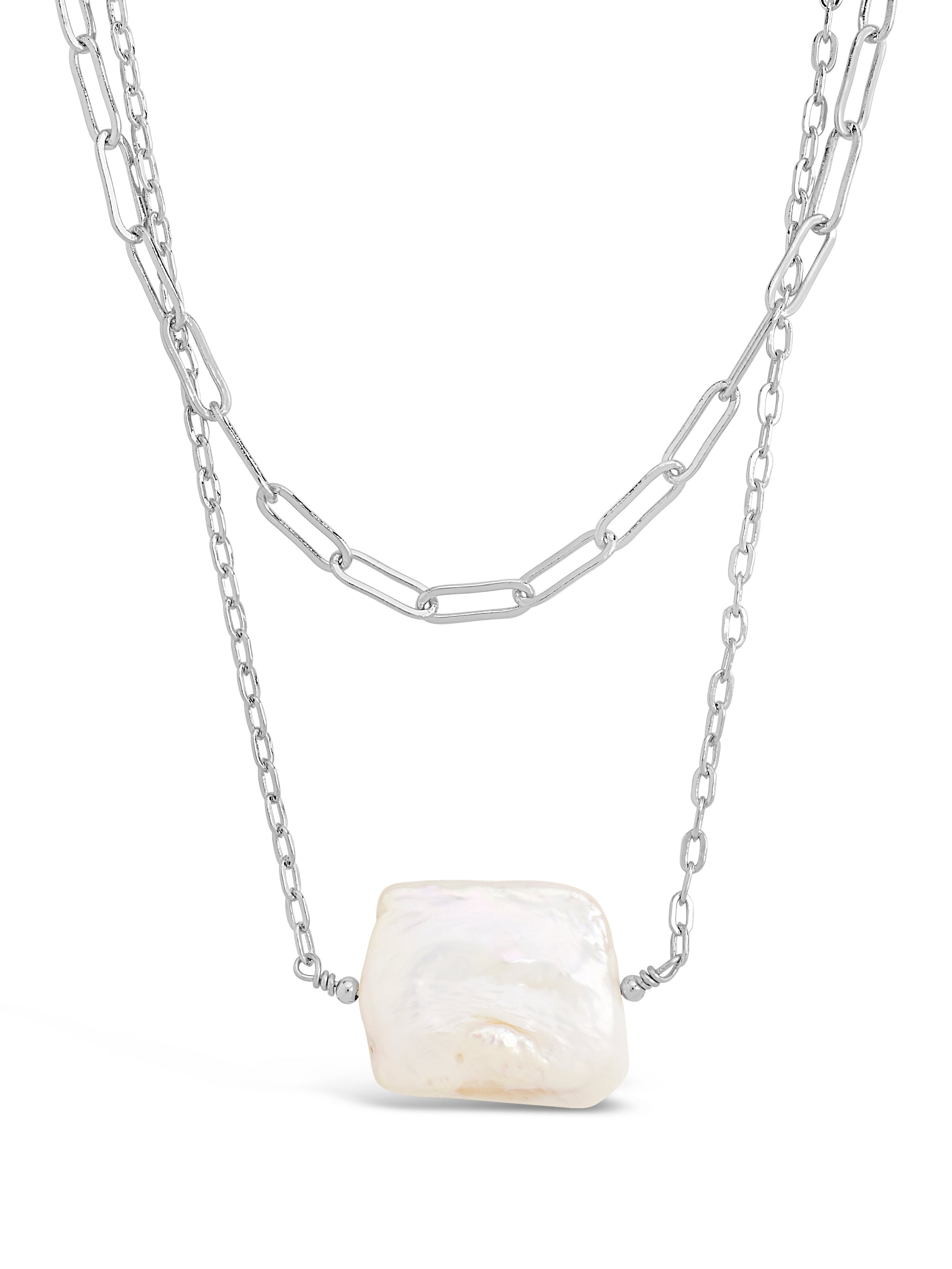 Chain Link and Pearl Layered Necklace