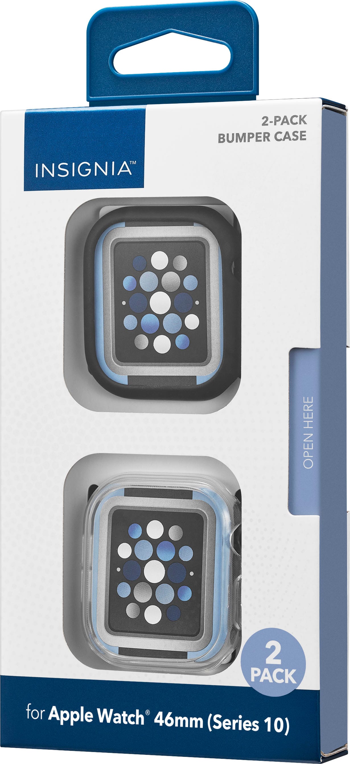 Insignia™ - Bumper Cases for Apple Watch 46mm (2-Pack) - Black/Clear