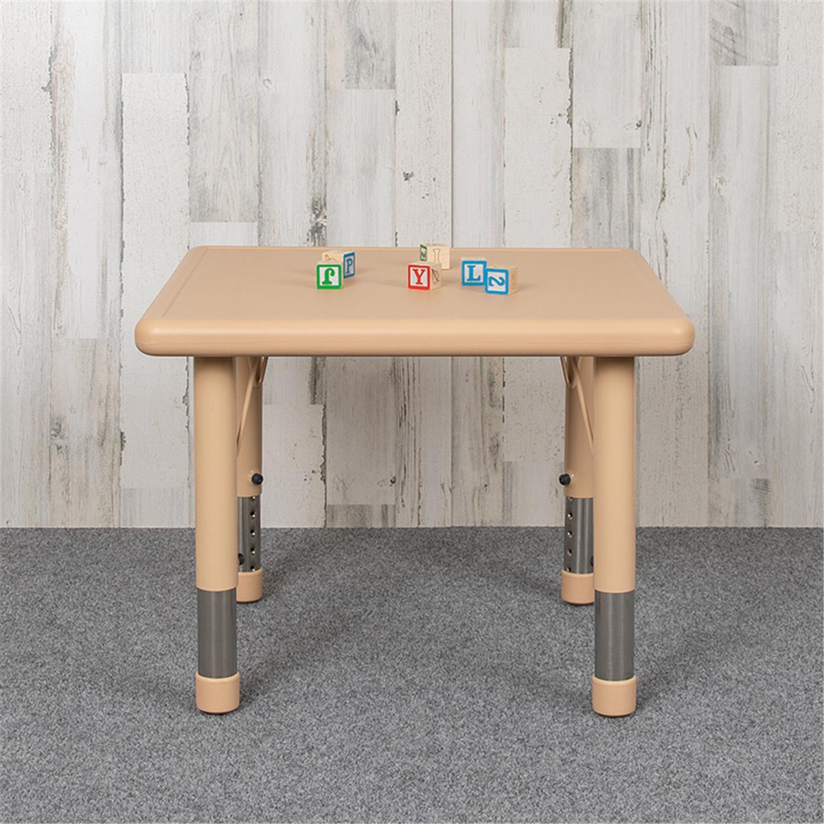 Flash Furniture  24 in. Square Plastic Height Adjustable Activity Table, Natural Color