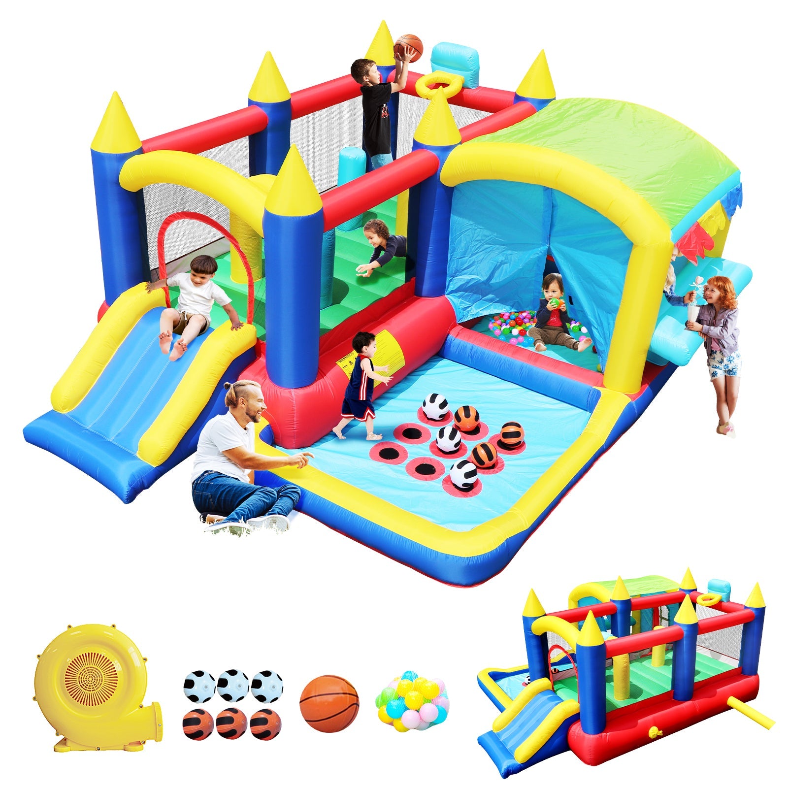 Streamdale 7-in-1 Inflatable Bouncy House with Ball Pit