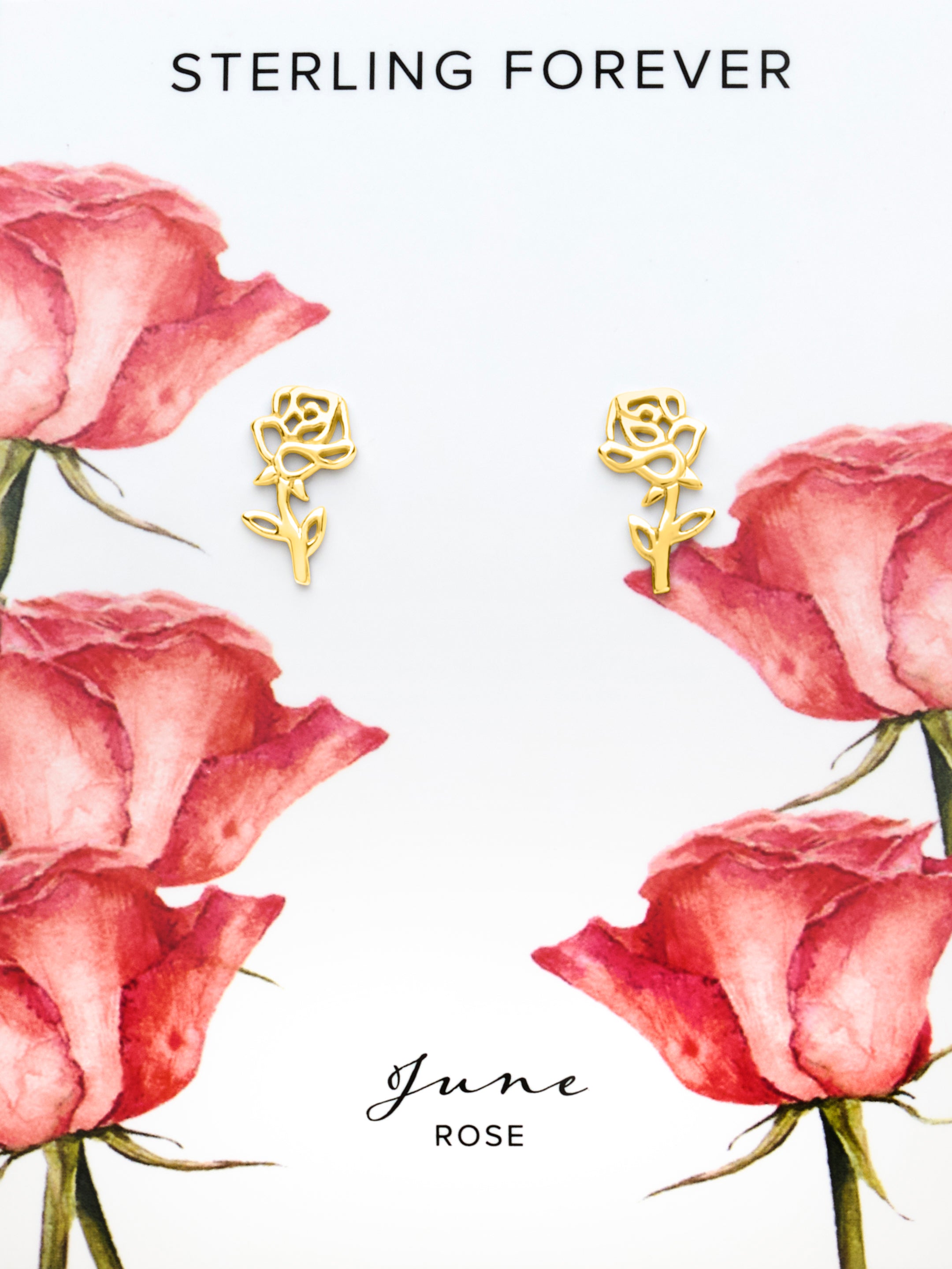 Sterling Silver Birth Flower Earring Studs - June