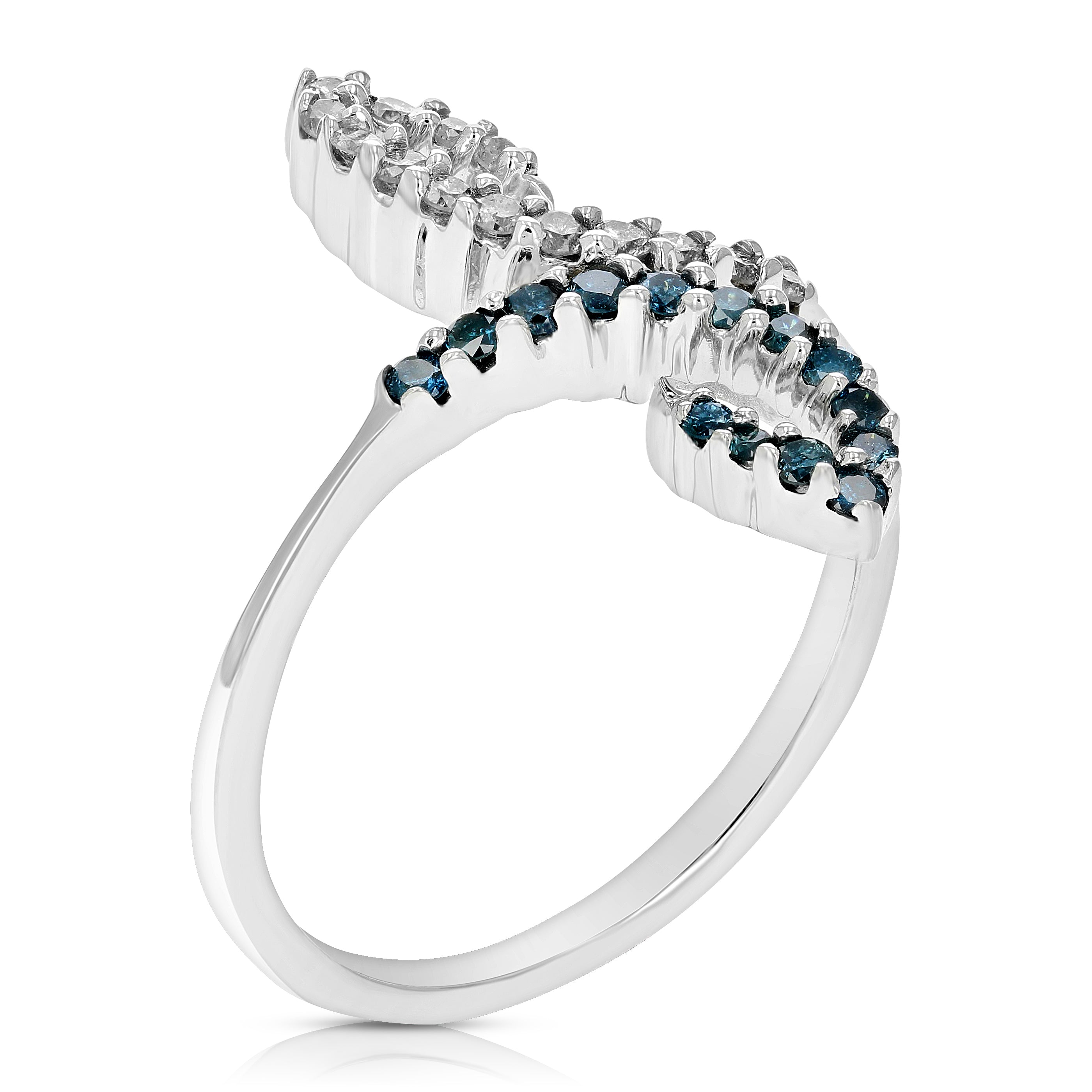 2/5 cttw Blue Diamond Ring Fashion Round 10K White Gold