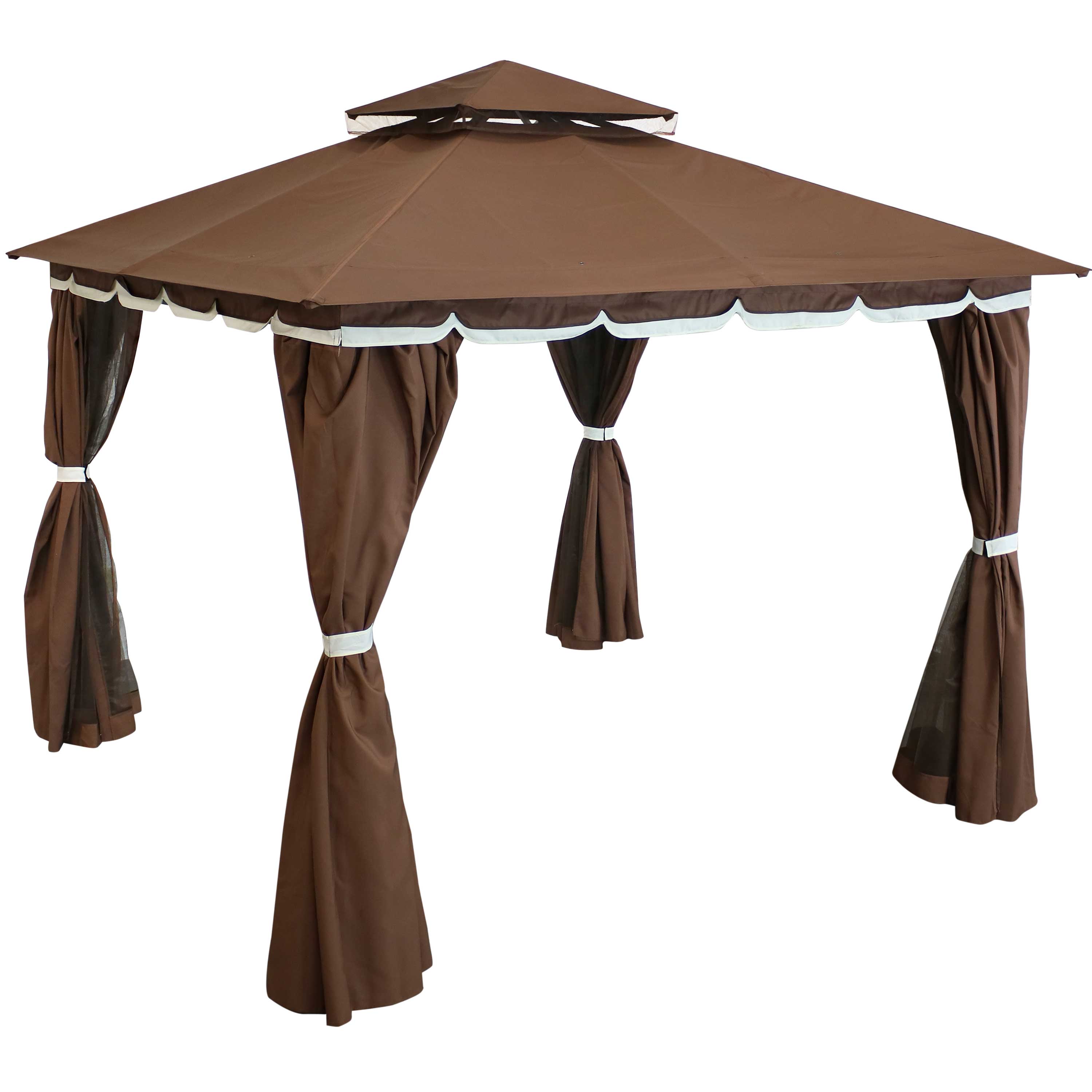 Sunnydaze Soft Top Rectangle Patio Gazebo with Screens and Privacy Walls for Backyard, Garden or Deck