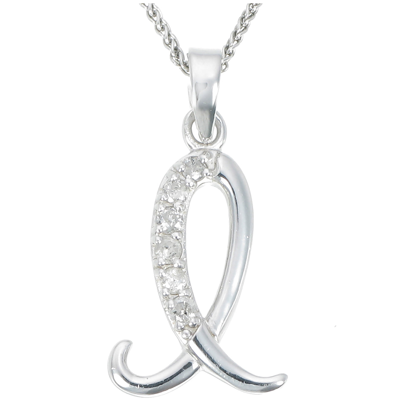 Pick Your Letter! .925 Sterling Silver Alphabet Pendant 1/8 cttw Diamond