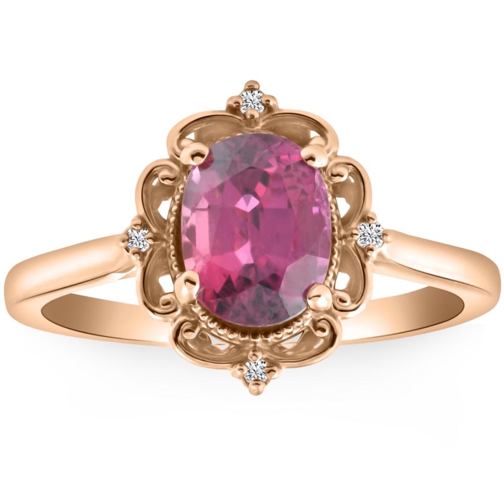 GIA Certified Ruby & Diamond 2.05Ct VS Vintage Engagement Ring in 14k Rose Gold