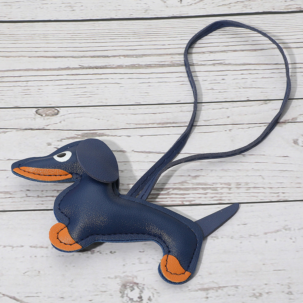 Faux Leather Dachshund Dog Bag Charm