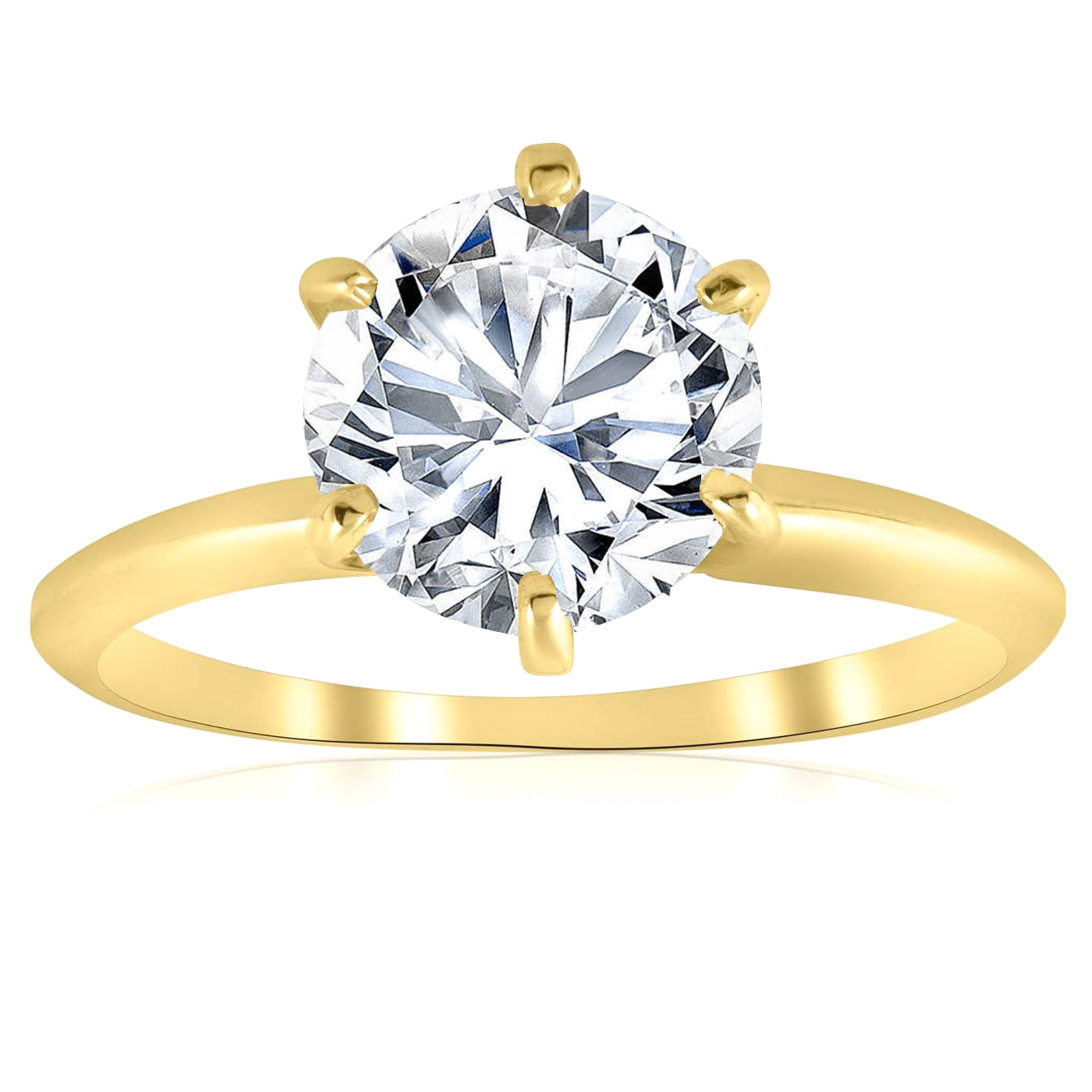 2ct Solitaire Moissanite Engagement Ring Round Brilliant 14k Yellow Gold