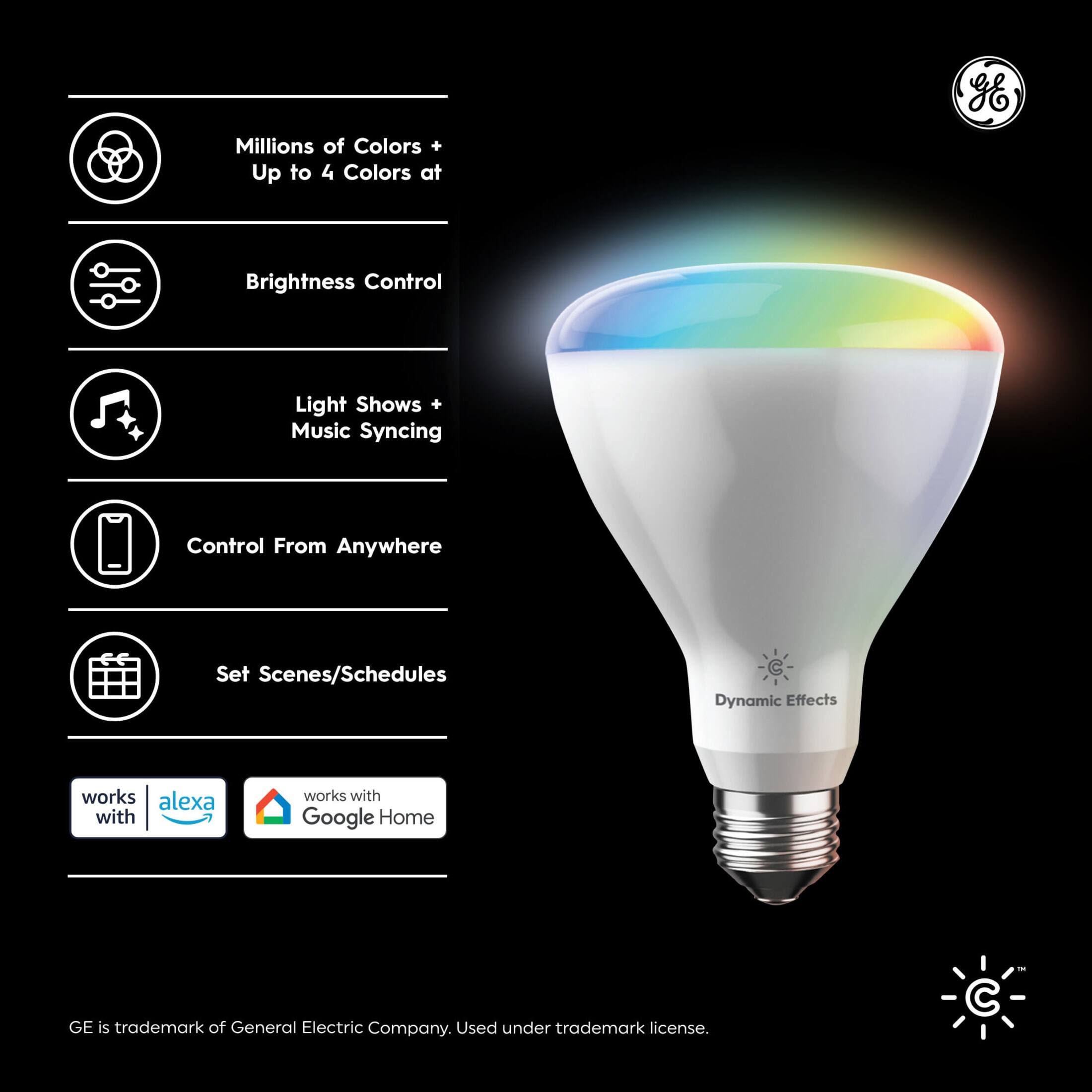 Cync - Dynamic Effects BR30 LED Light Bulb, Color Changing, 1pk - Full Color