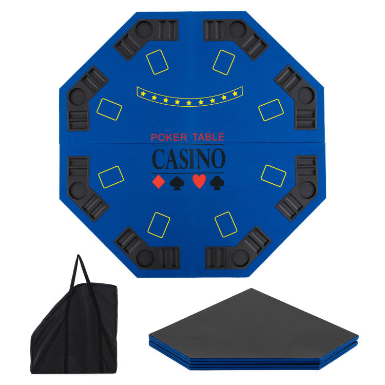 8-Player Foldable Poker Table Top with Carrying Bag