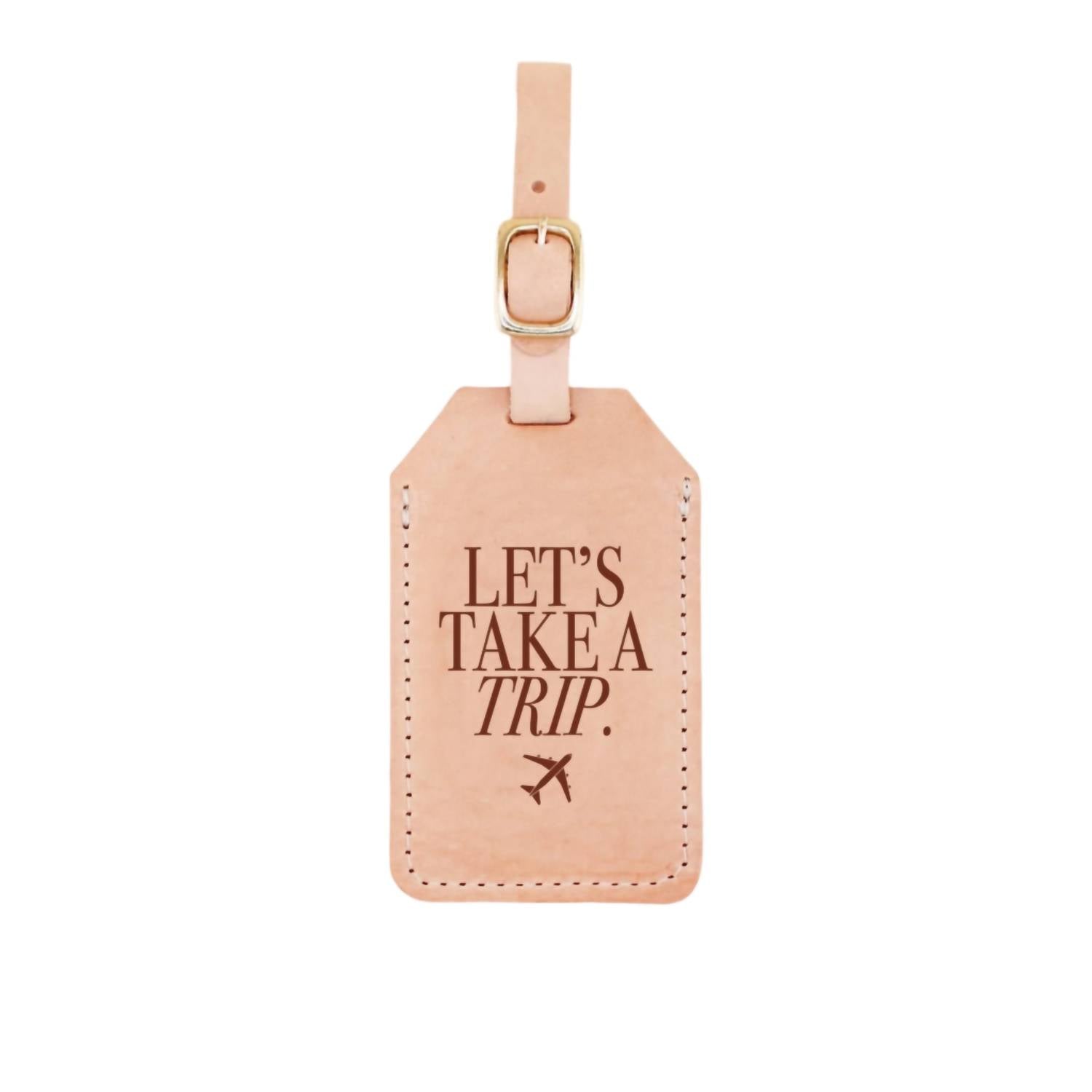Let's Take A Trip Luggage Tag In Peach