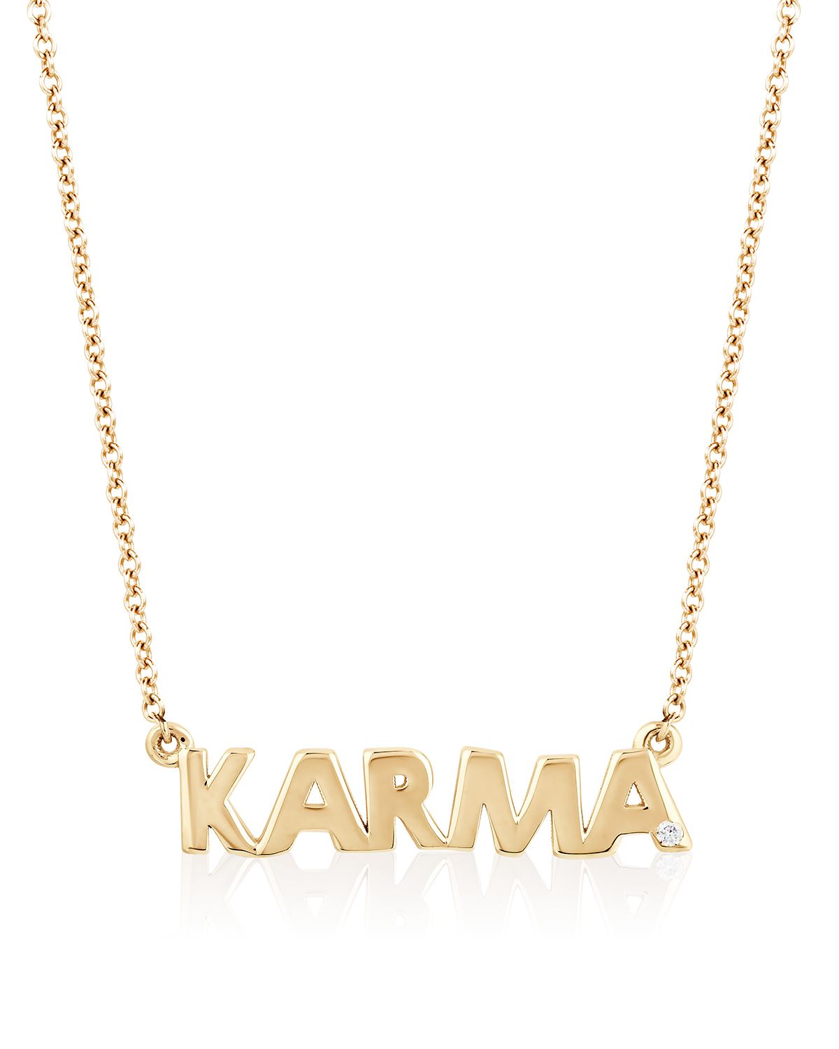 Gold KARMA with One Diamond Necklace