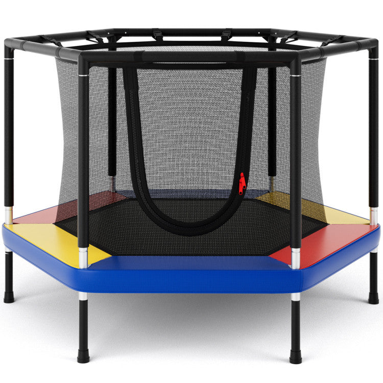 Hivvago 4 Ft Small Toddler Recreational Trampoline With Safety Enclosure Net-Colorful