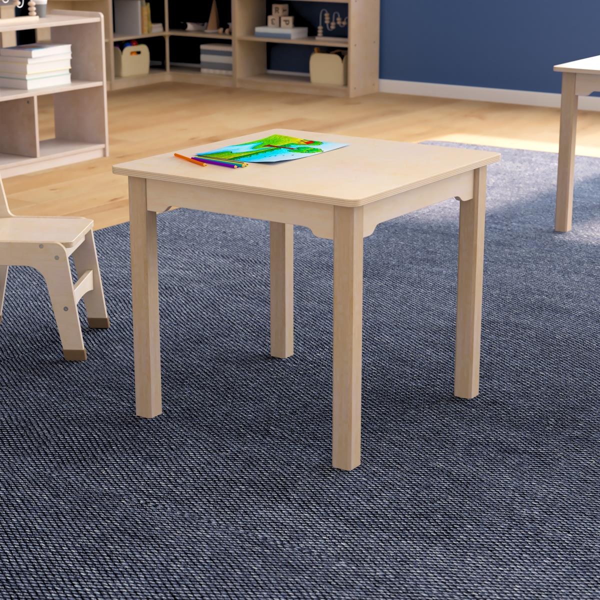 Flash Furniture  23.5 x 21.25 in. Bright Beginnings Commercial Grade Wooden Square Preschool Classroom Activity Table, Beech