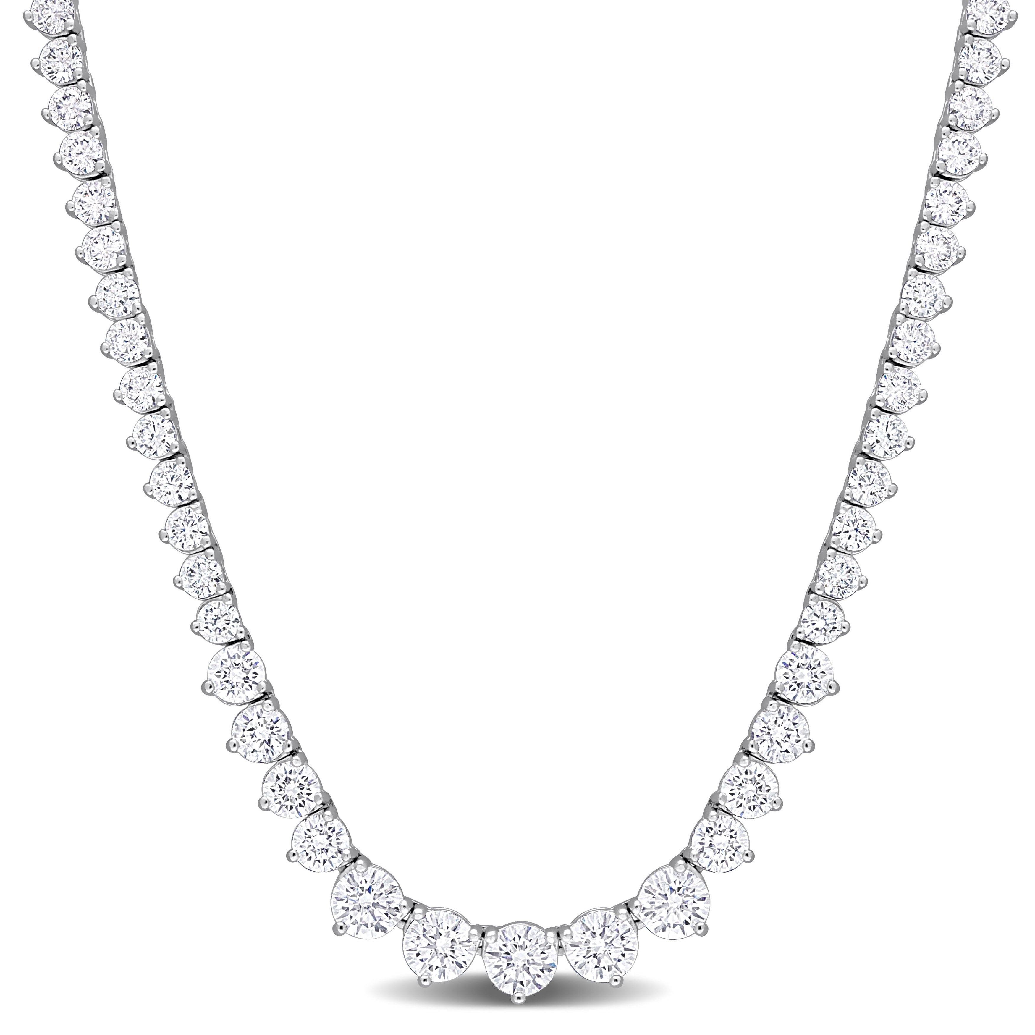 27 CT TGW Cubic Zirconia Tennis Necklace in Sterling Silver