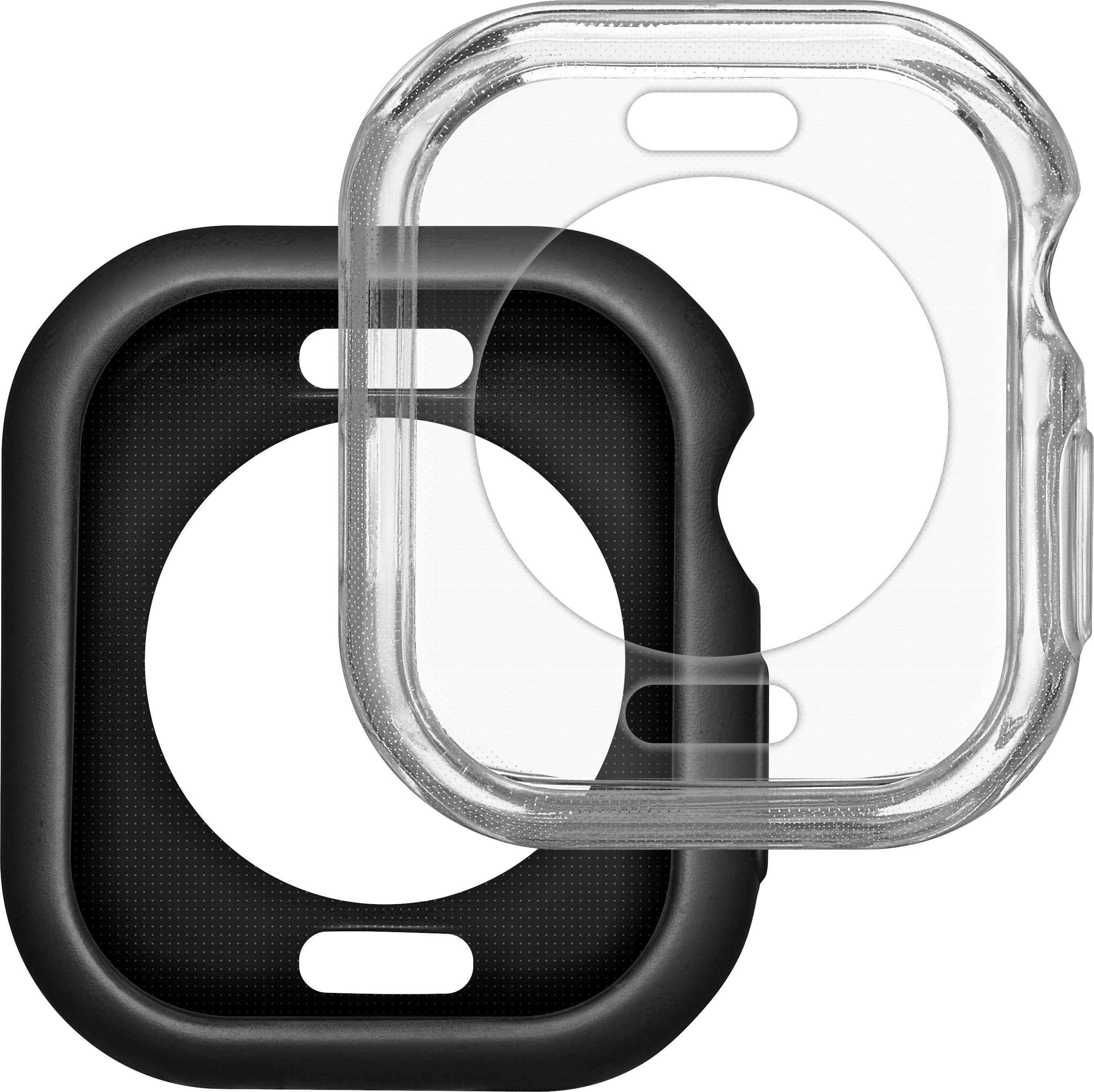 Insignia™ - Bumper Cases for Apple Watch 42mm (2-Pack) - Black/Clear