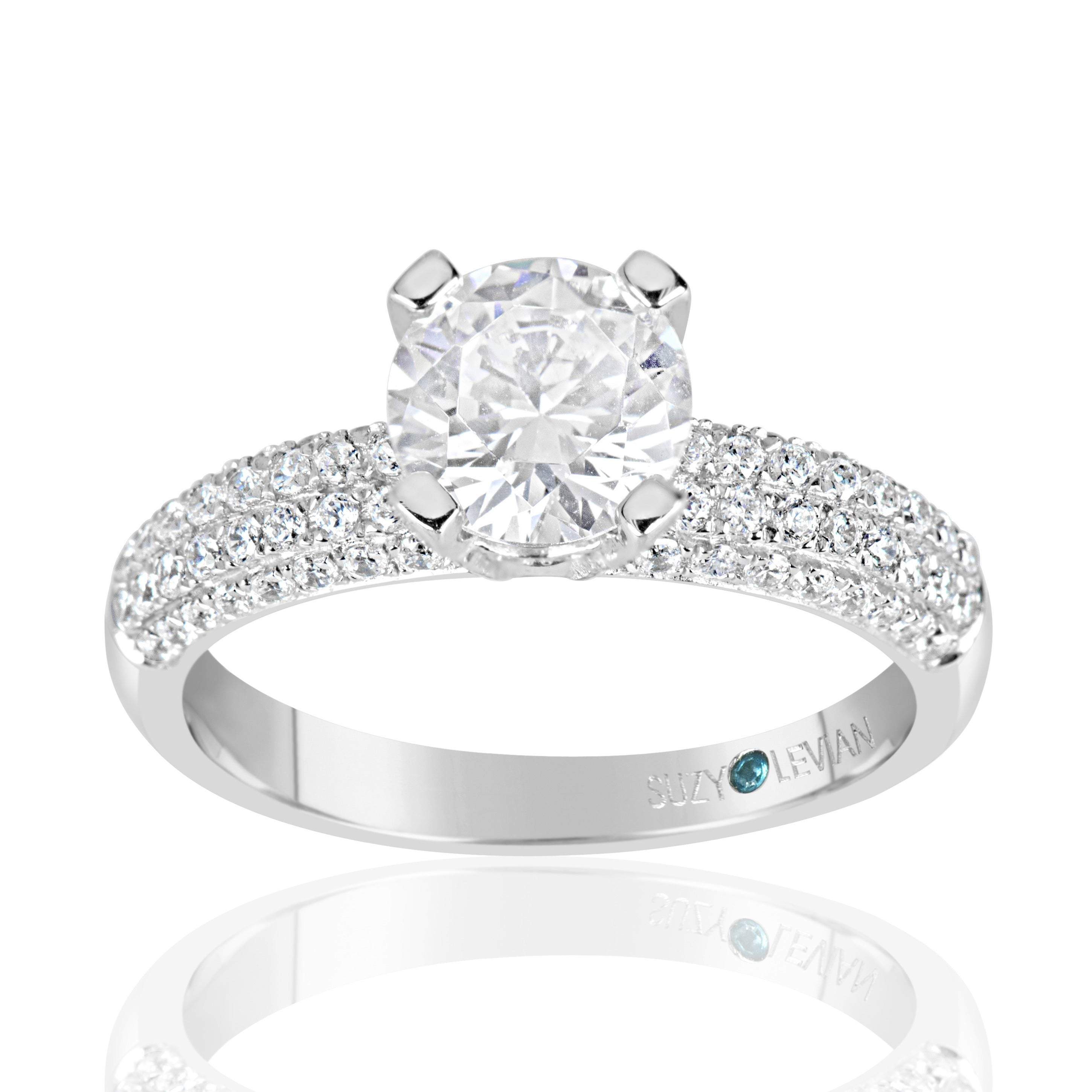 Suzy Levian Bridal Pave Cubic Zirconia Sterling Silver Engagement Ring