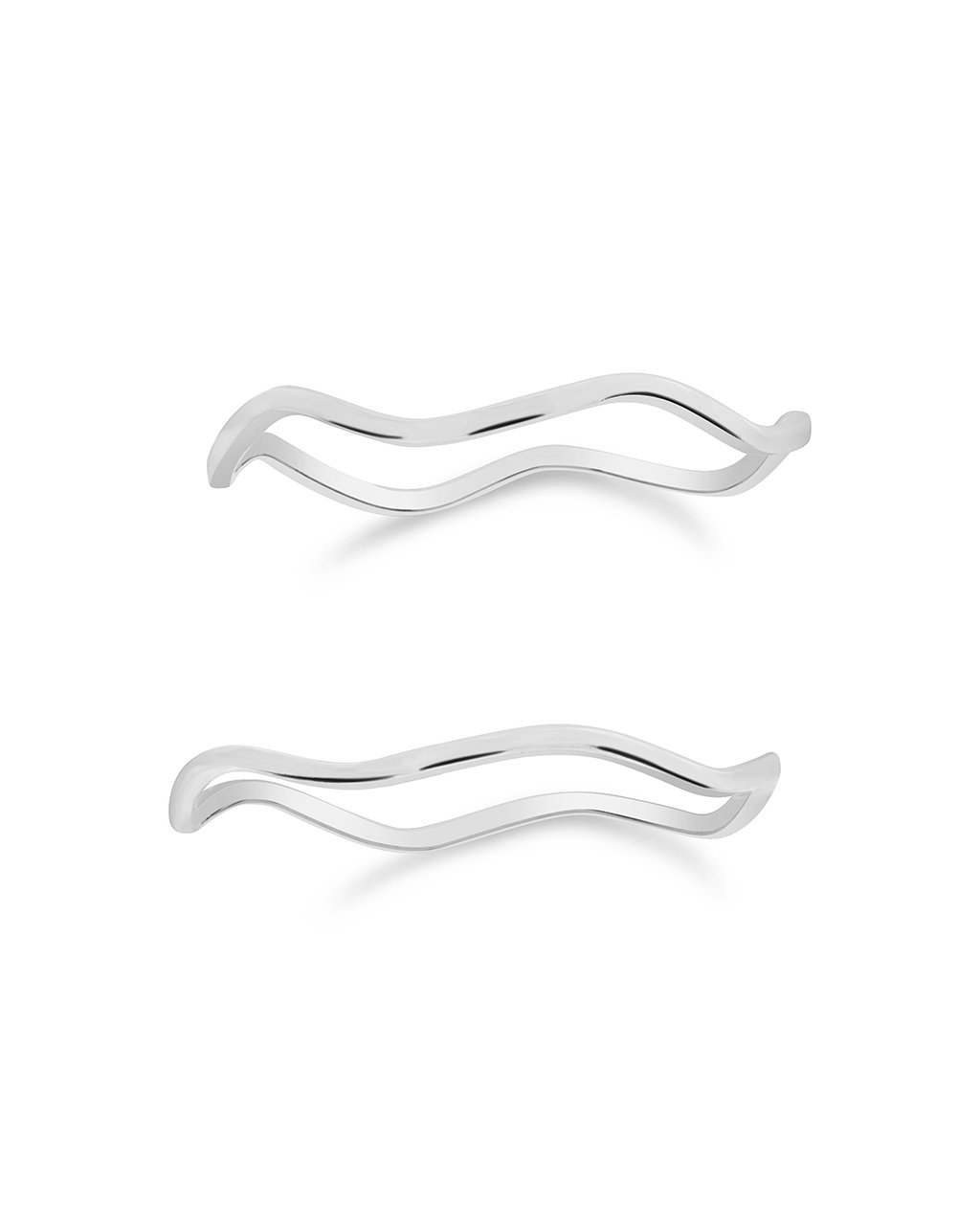 Sterling Silver Wave Ring Set of 2