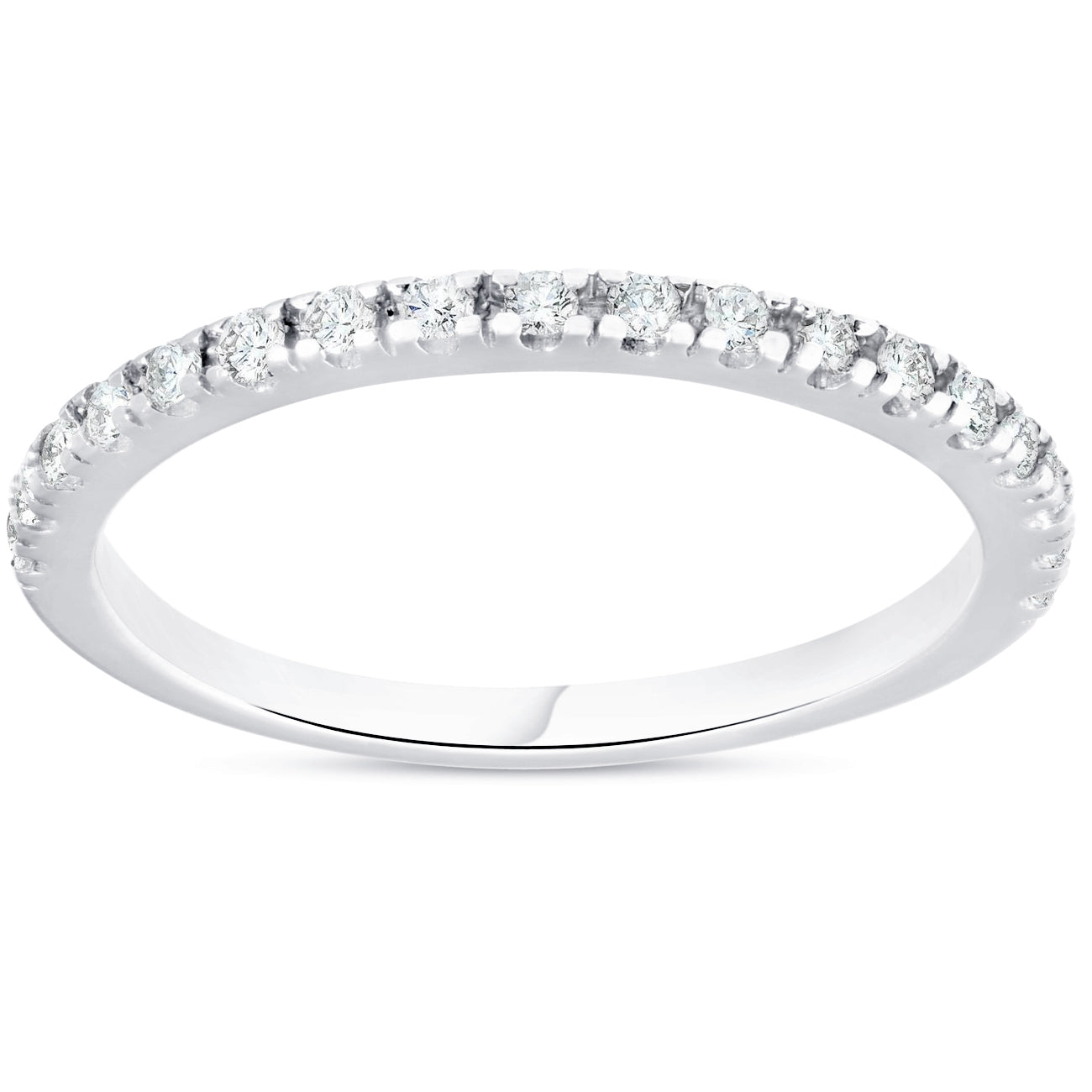 1/4ct Diamond Ring Stackable Engagement Womens Wedding Band 10K White Gold
