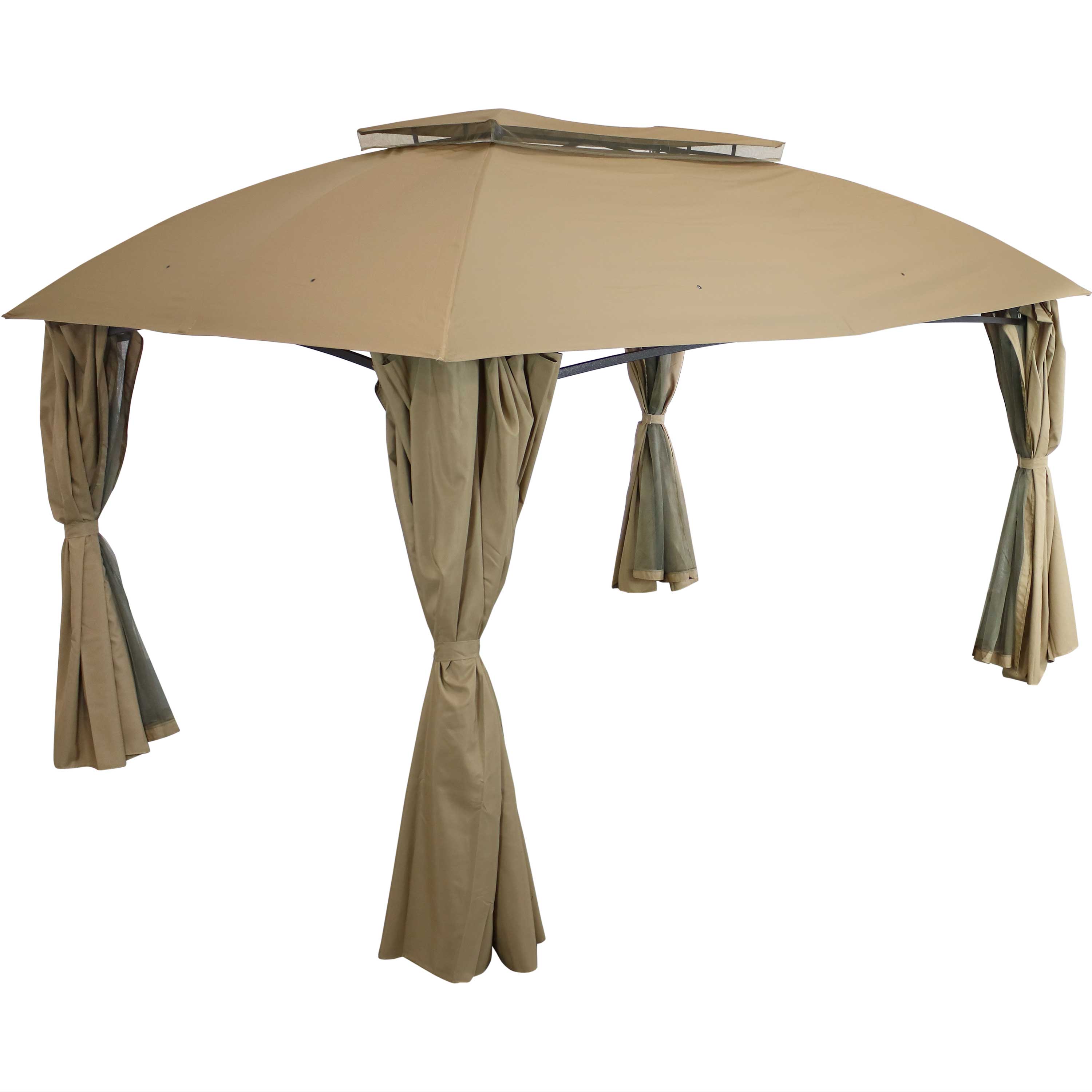 Sunnydaze Soft Top Rectangle Patio Gazebo with Screens and Privacy Walls for Backyard, Garden or Deck - 10' x 13'