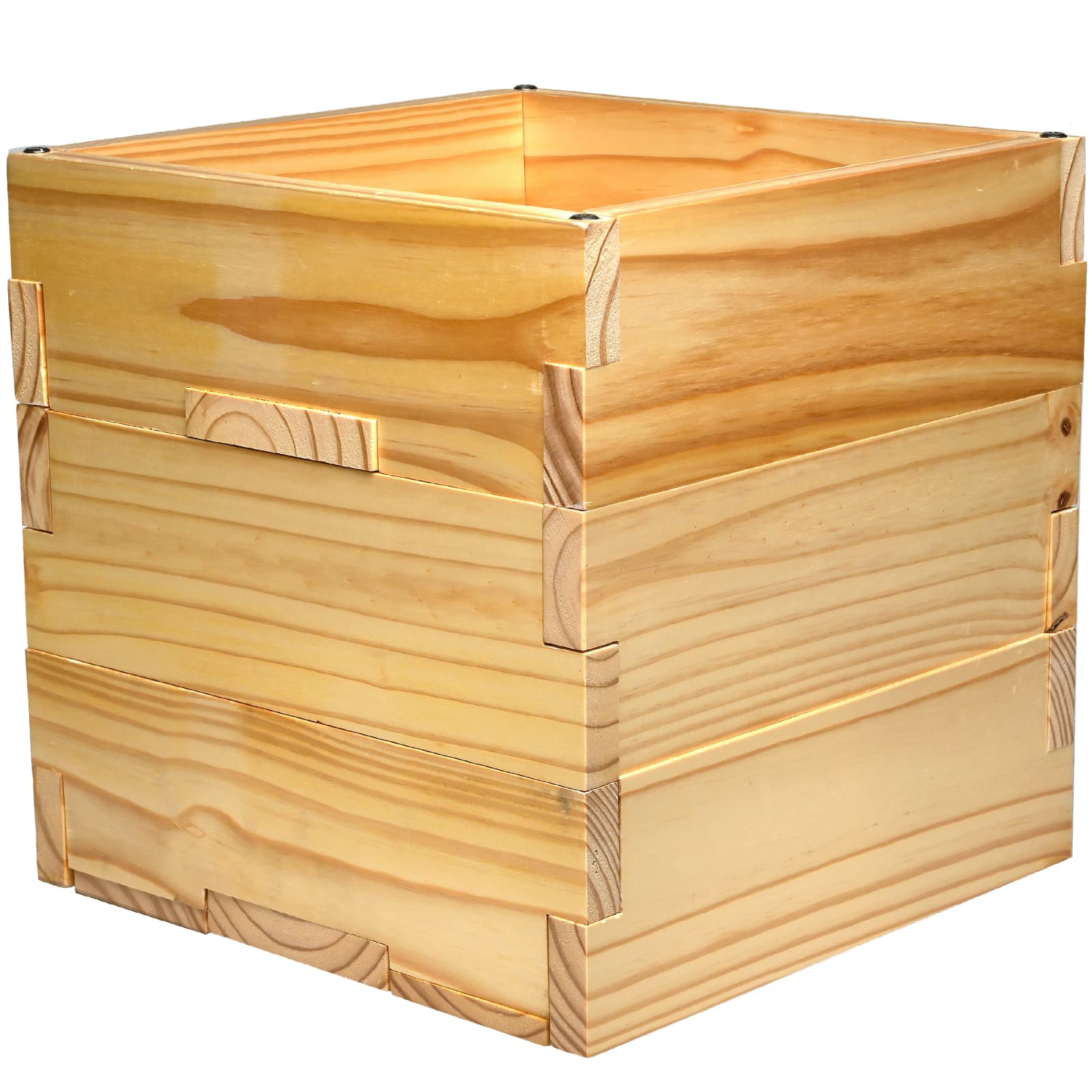 Excello Global Products - Extra Large 18"x18"x18" Wooden Planter Box and String Light Pole Set - Brown