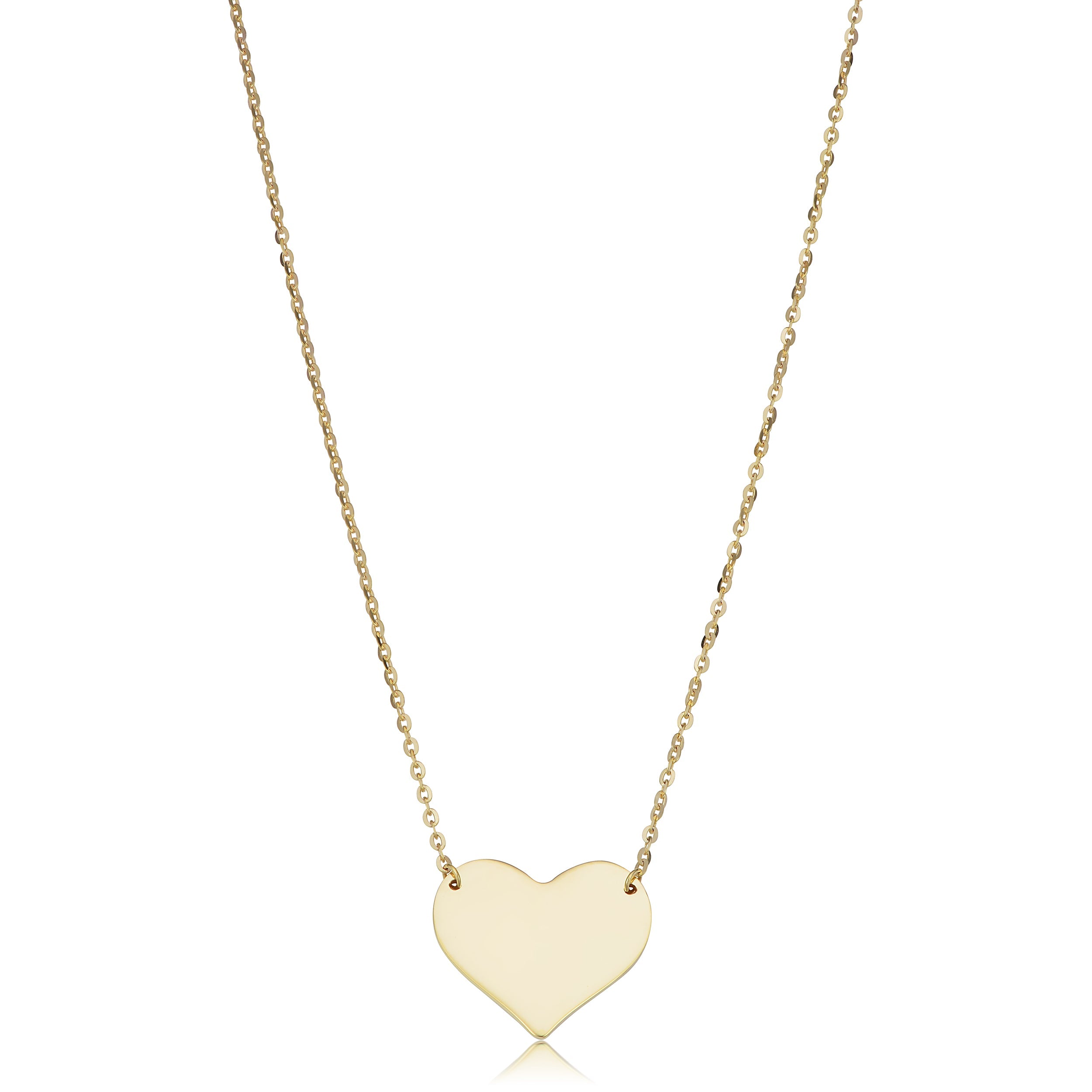10k Yellow Gold High Polish Heart Necklace (18 inch)