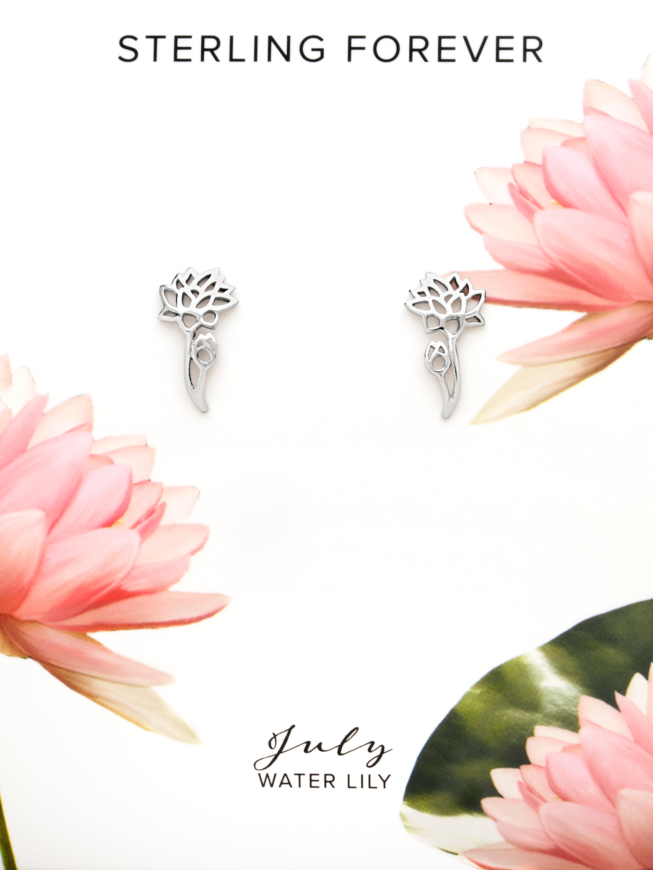 Sterling Silver Birth Flower Earring Studs - July