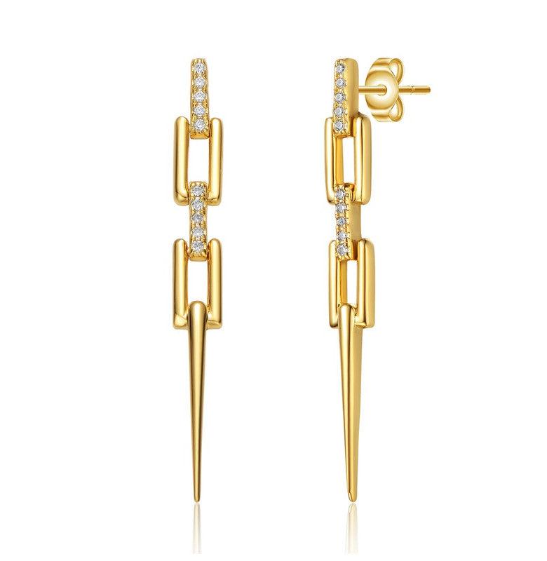 Rachel Glauber 14k Gold Plated Cubic Zirconia Drop Earrings