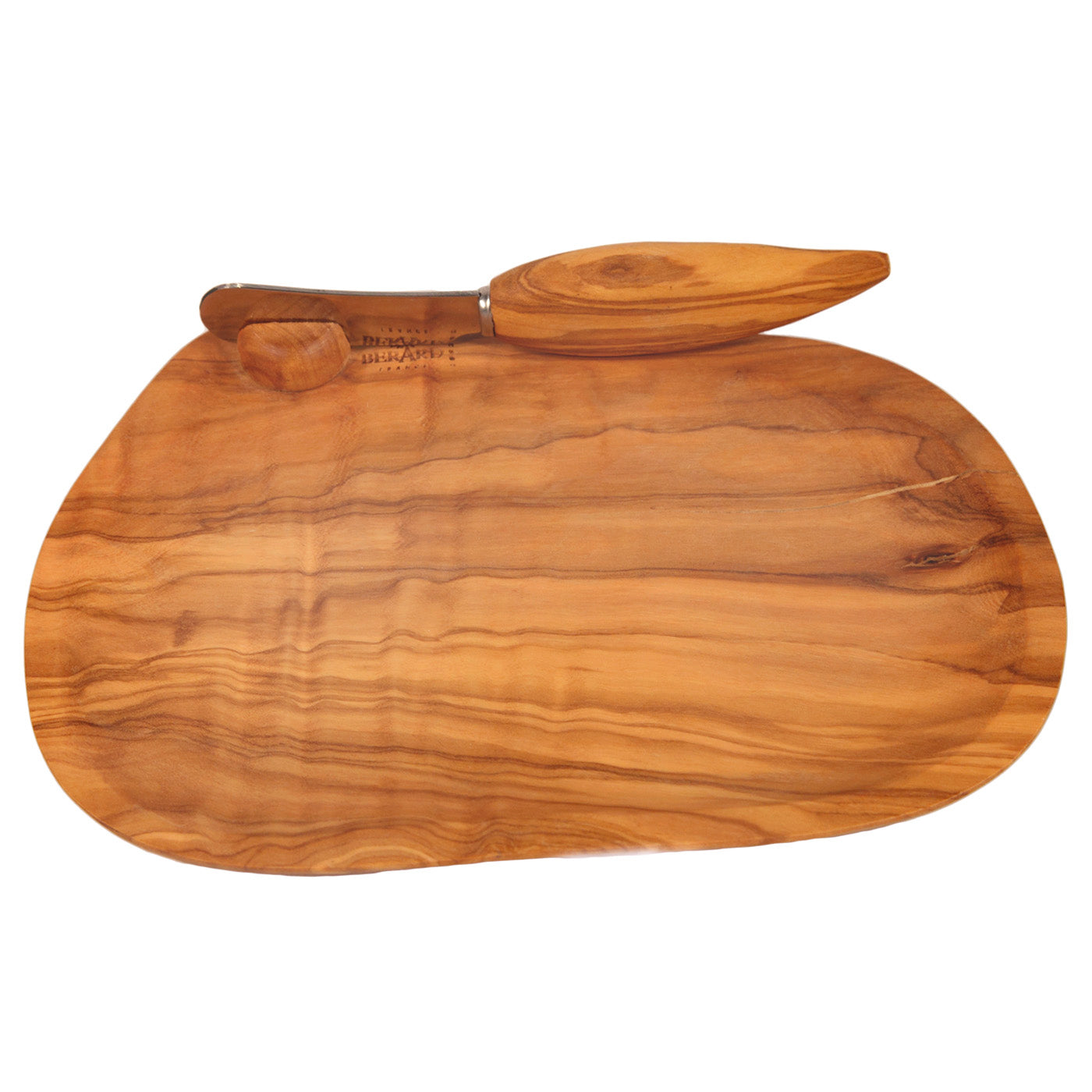 Berard France Olive Wood Handcrafted Butter Dish & Knife