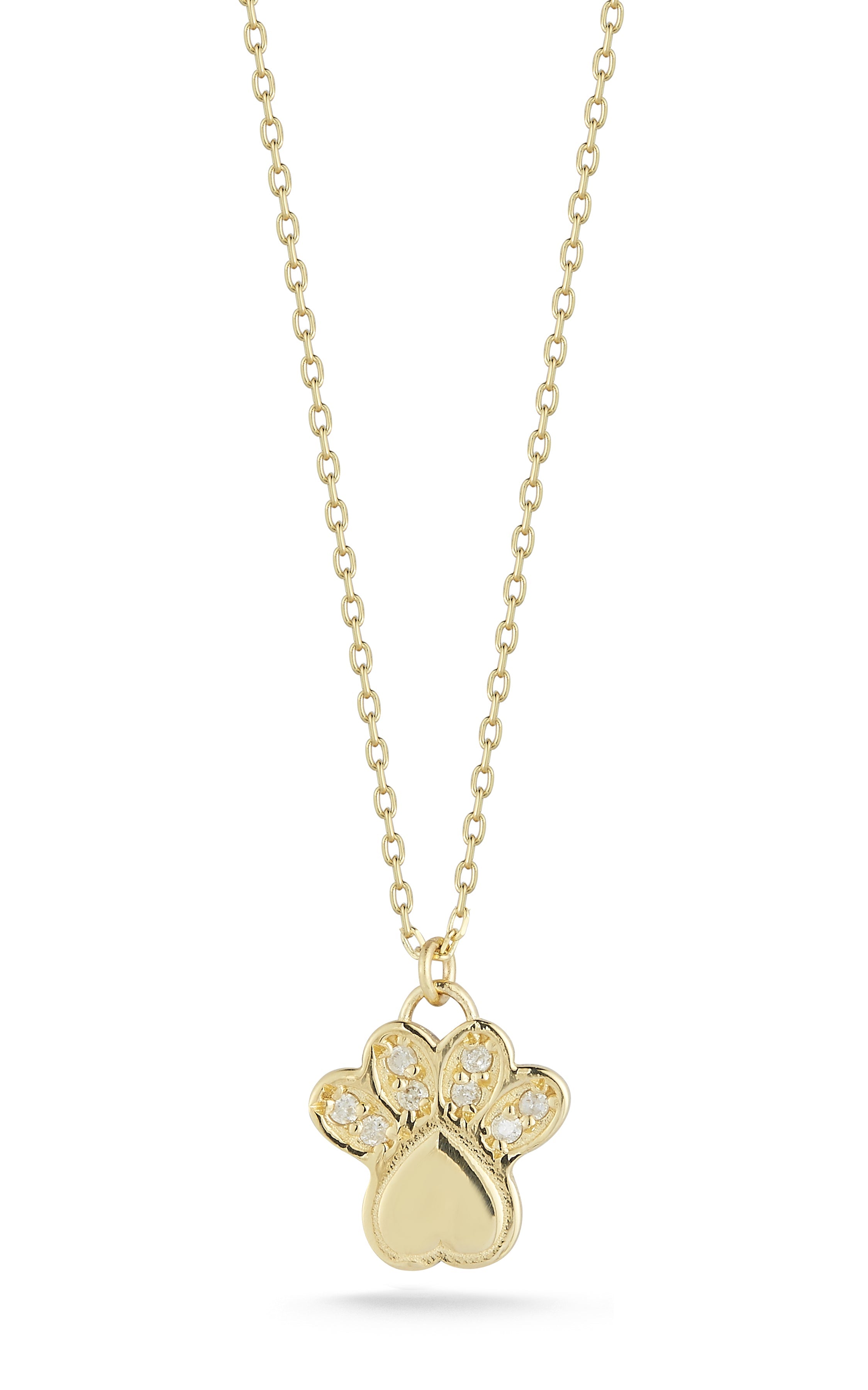 14K Gold & Diamond Dog Paw Necklace