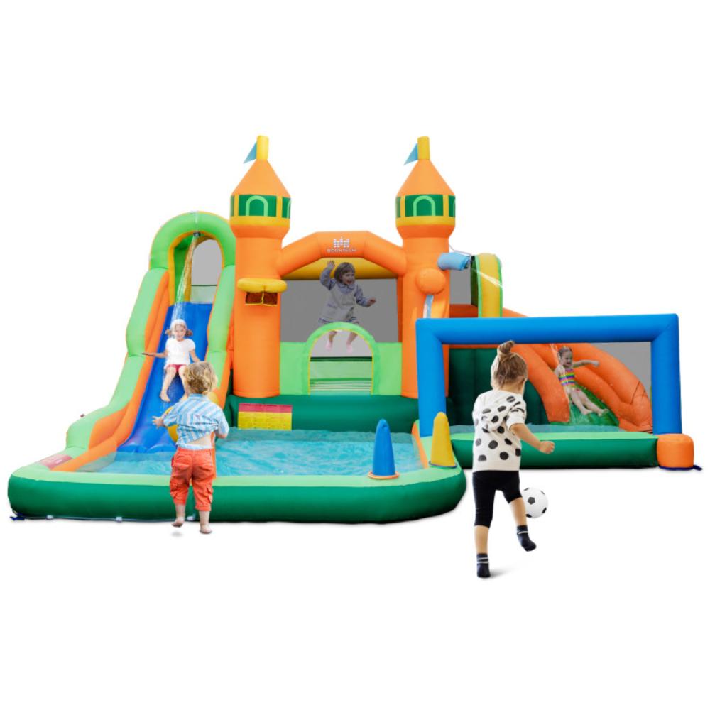 Hivvago Kids Inflatable Water Slide with Soccer Gate and 750W Blower