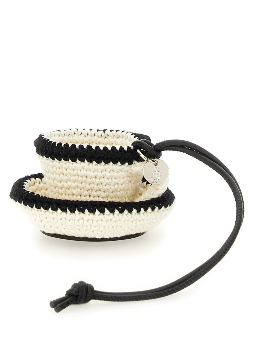 Teacup Charm In Woven Cotton And Leather