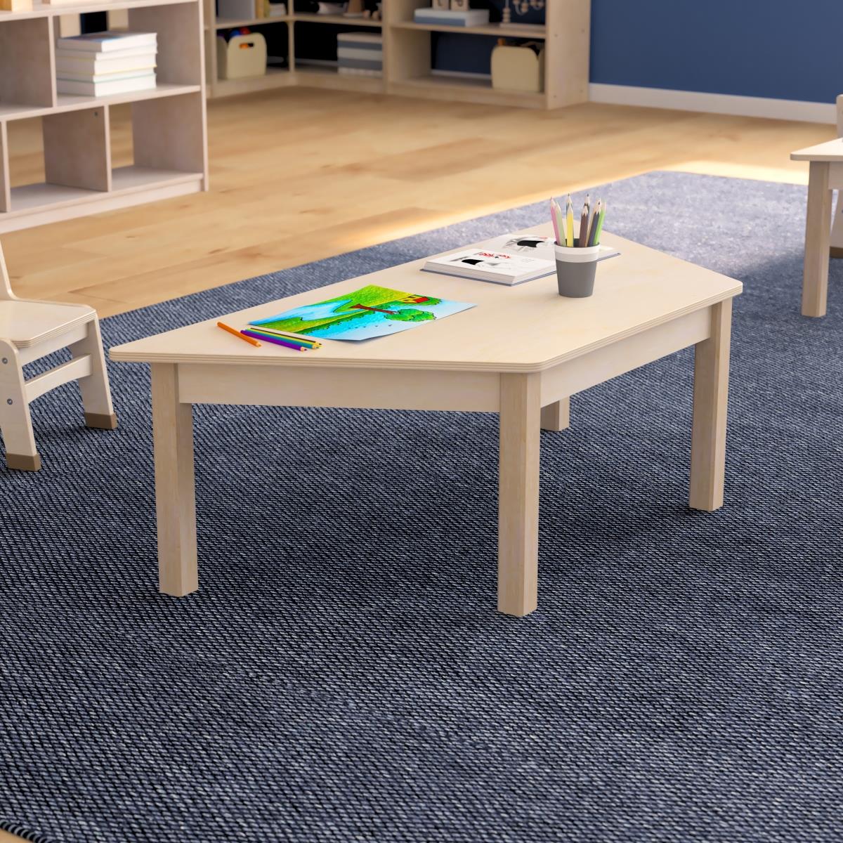 Flash Furniture  20.75 x 47.25 x 14.5 in. Bright Beginnings Commercial Grade Wooden Trapezoid Preschool Classroom Activity Table, Beech