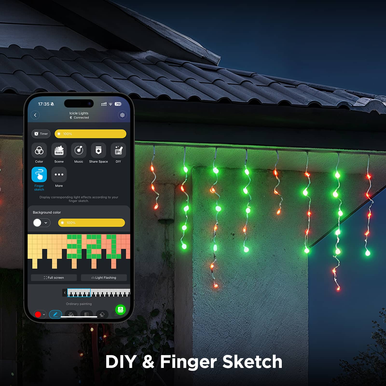 Govee - RGBIC 32.8ft Icicle Lights - Multi