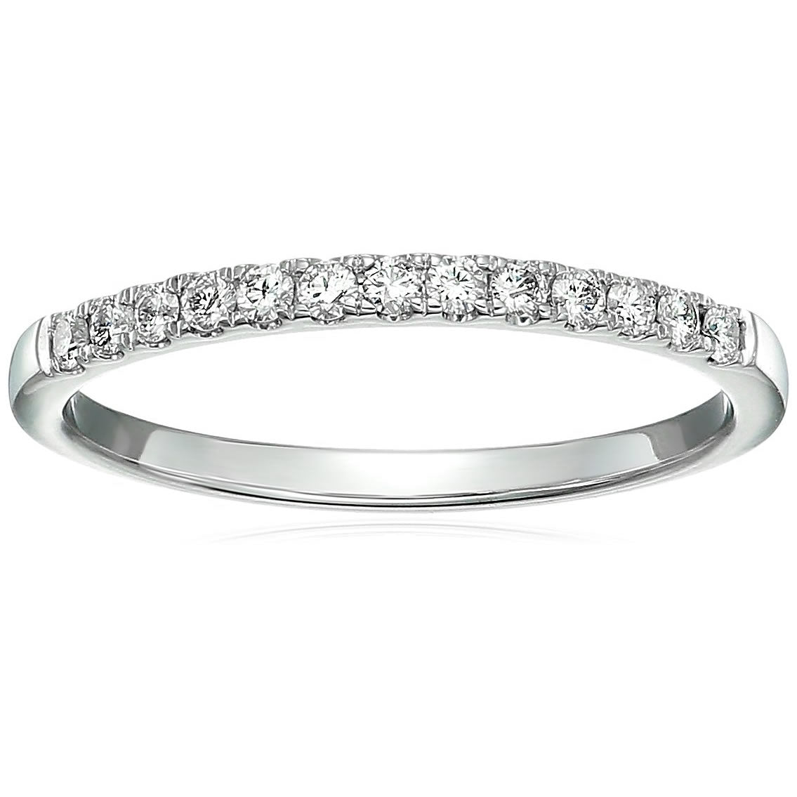 1/5 cttw Pave Diamond Wedding Band 14k White Gold Bridal Prong Set