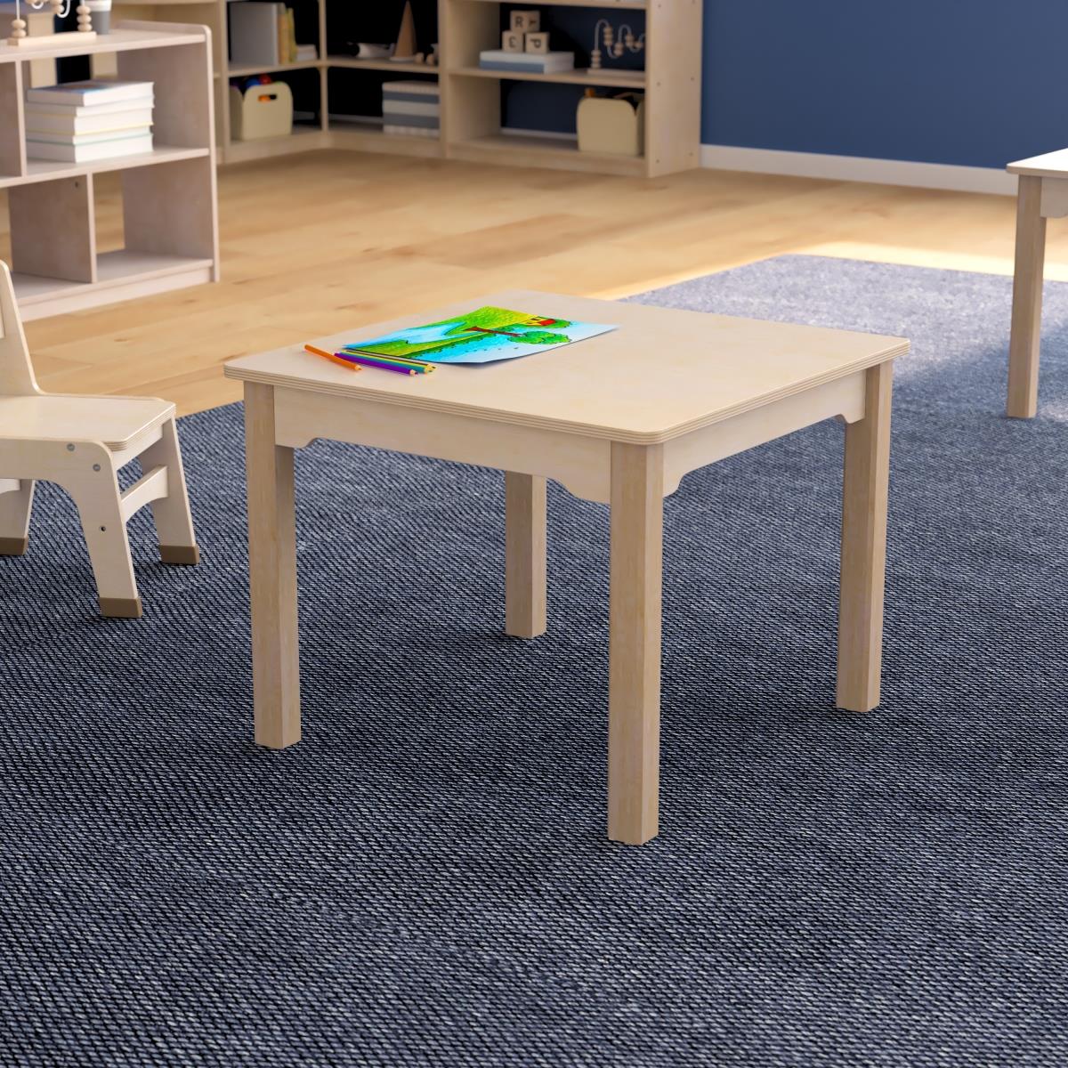 Flash Furniture  23.5 x 18 in. Bright Beginnings Commercial Grade Wooden Square Preschool Classroom Activity Table, Beech