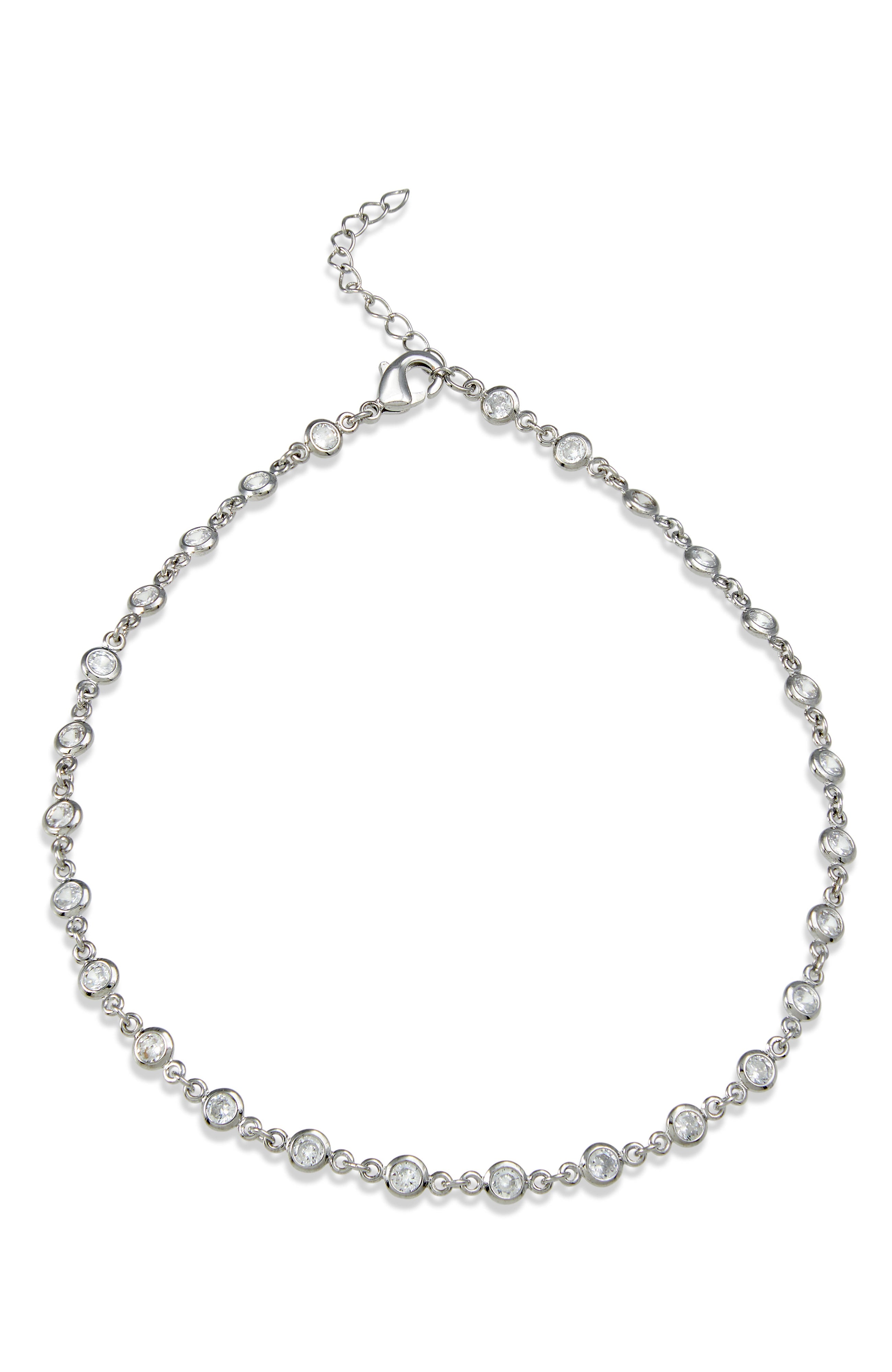 Rhod Plated CZ Anklet