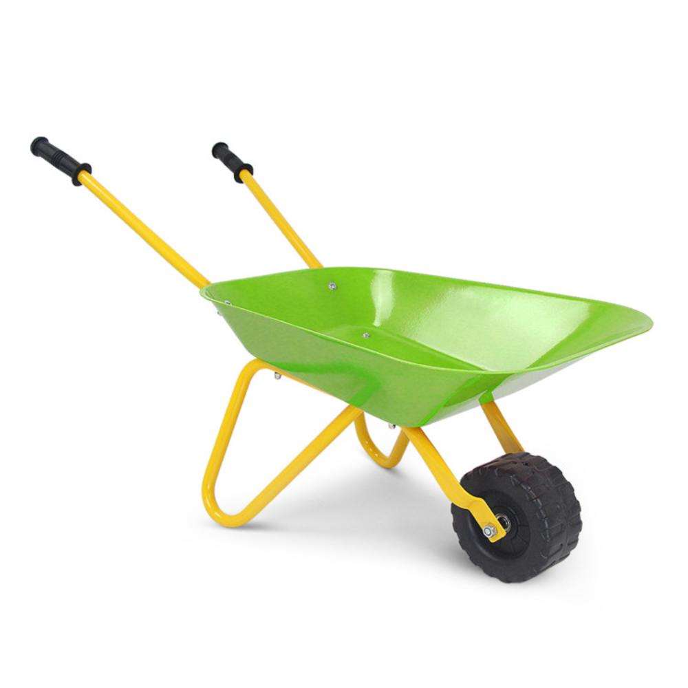 Outdoor Garden Backyard Play Toy Kids Metal Wheelbarrow-Green