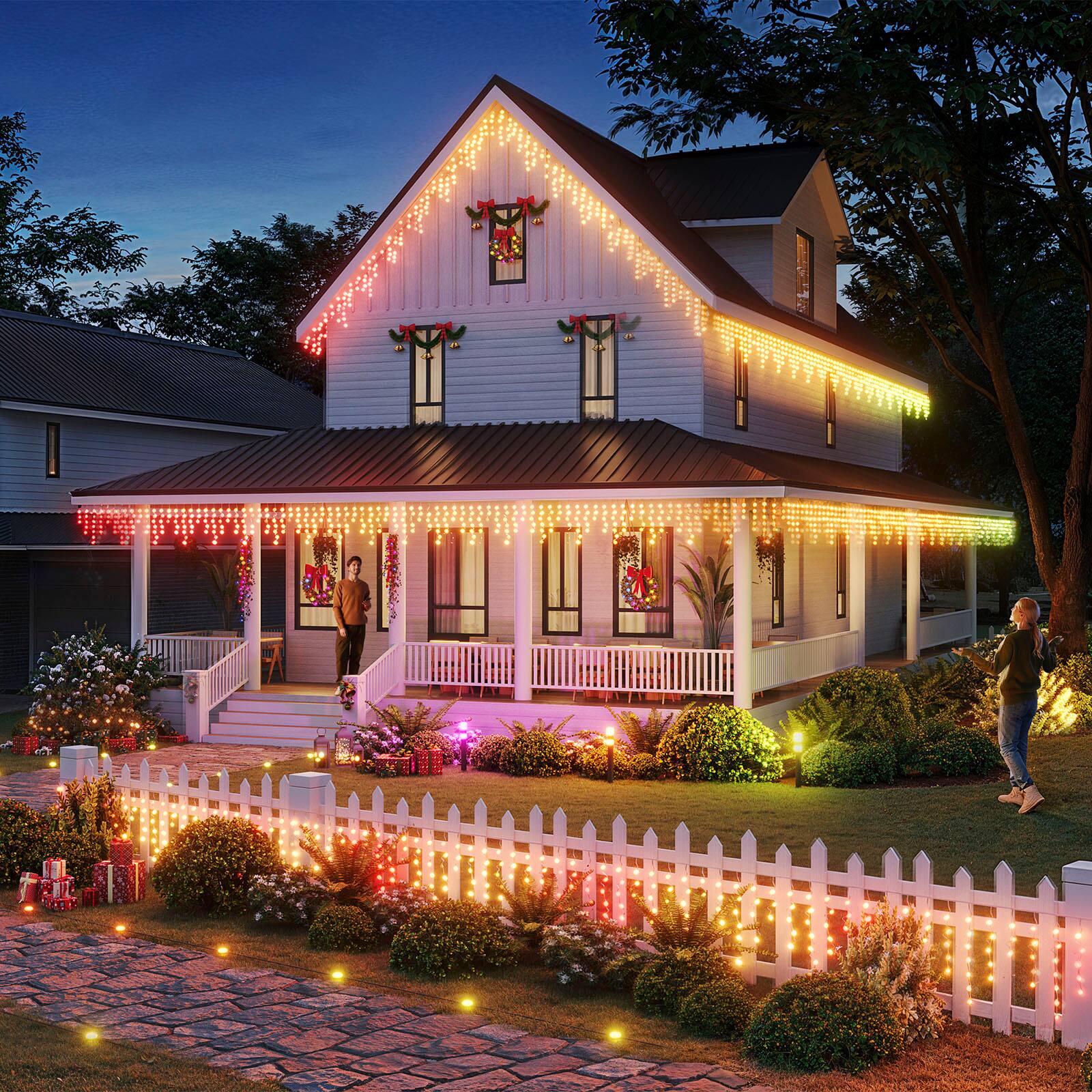 Govee - RGBIC 32.8ft Icicle Lights - Multi