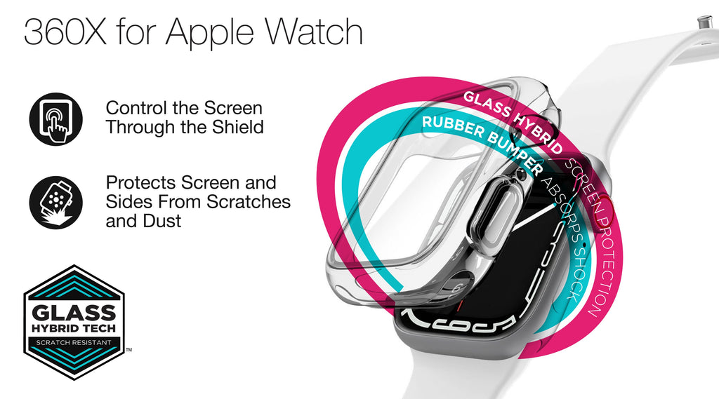 Raptic - 360X Bumper with Built-In Glass Screen Protection for Apple Watch Ultra 49mm - Clear