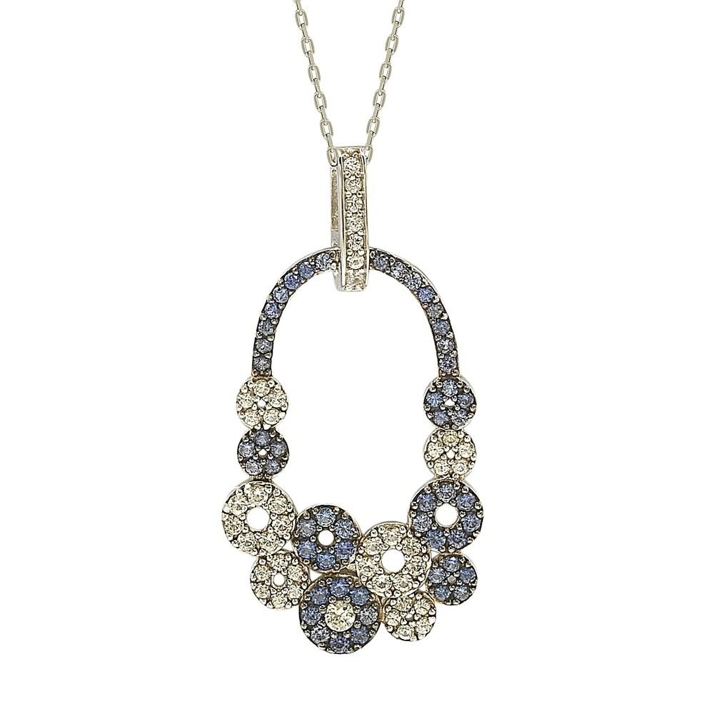 Suzy Levian Sapphire and Diamond Accent in Sterling Silver Multi Circle Pendant