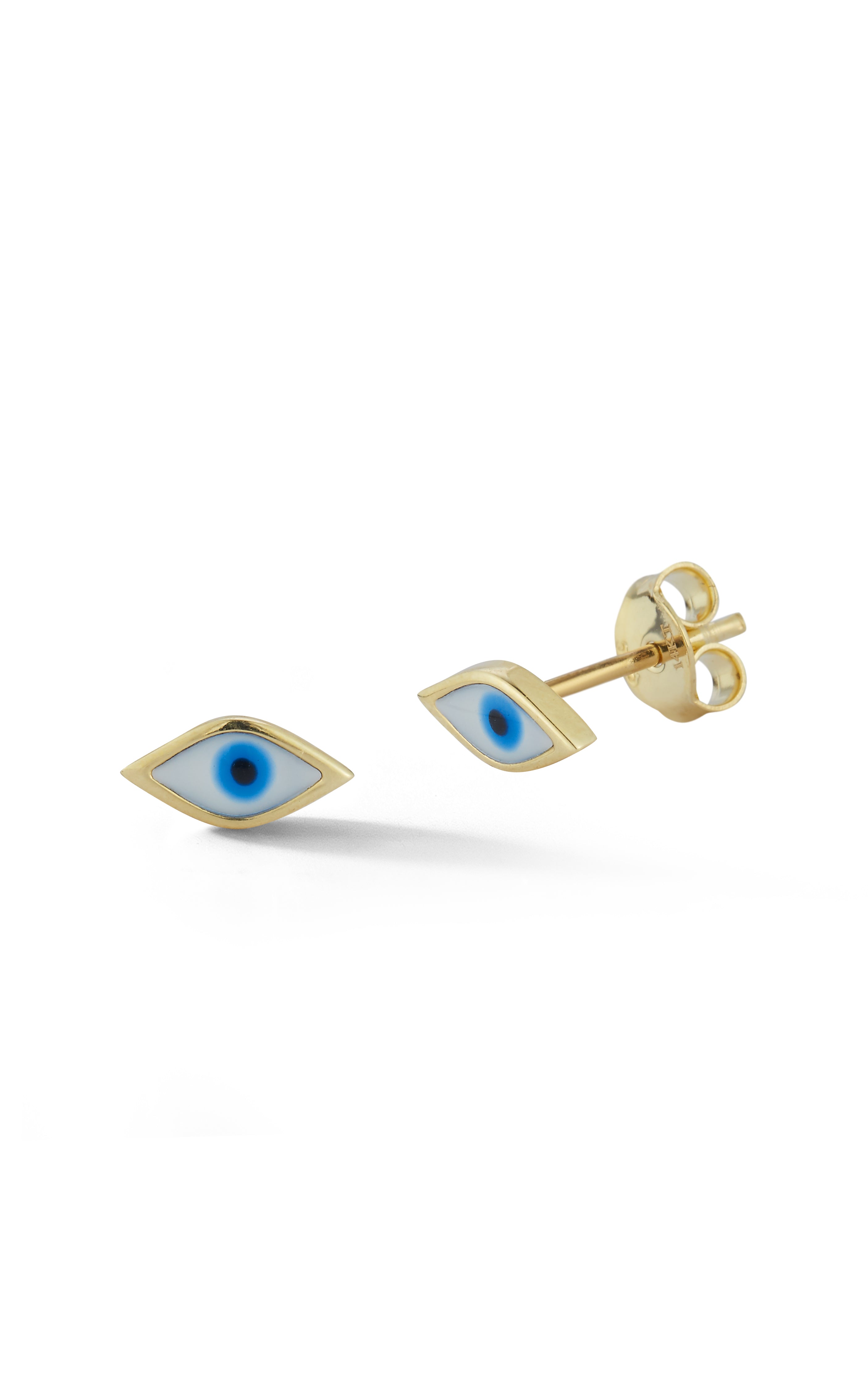 14K Gold Evil Eye Stud Earrings