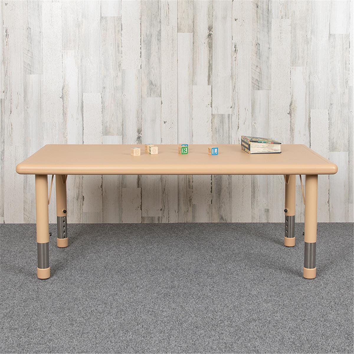 Flash Furniture  24 x 48 in. Rectangular Plastic Height Adjustable Activity Table, Natural Color