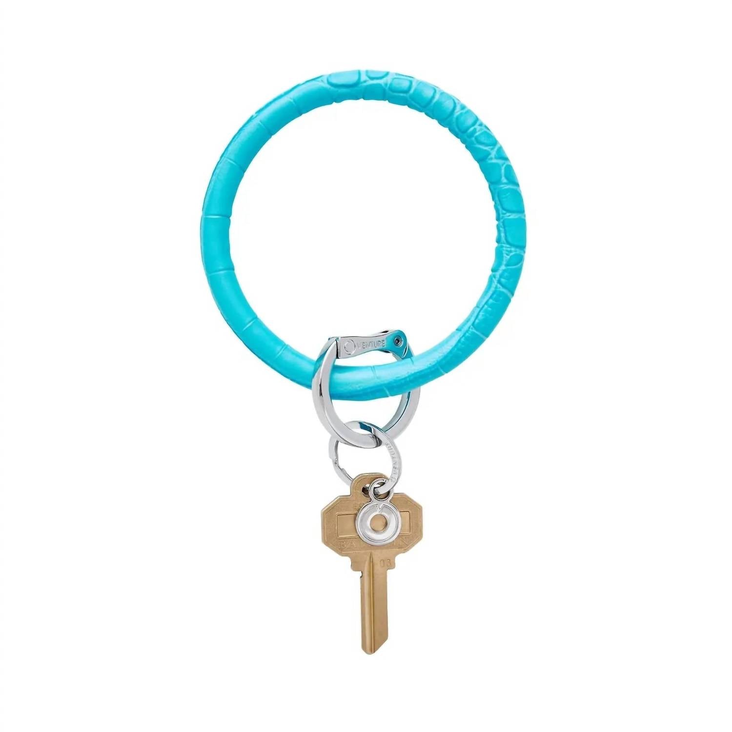 Leather Big O Key Ring In Peacock