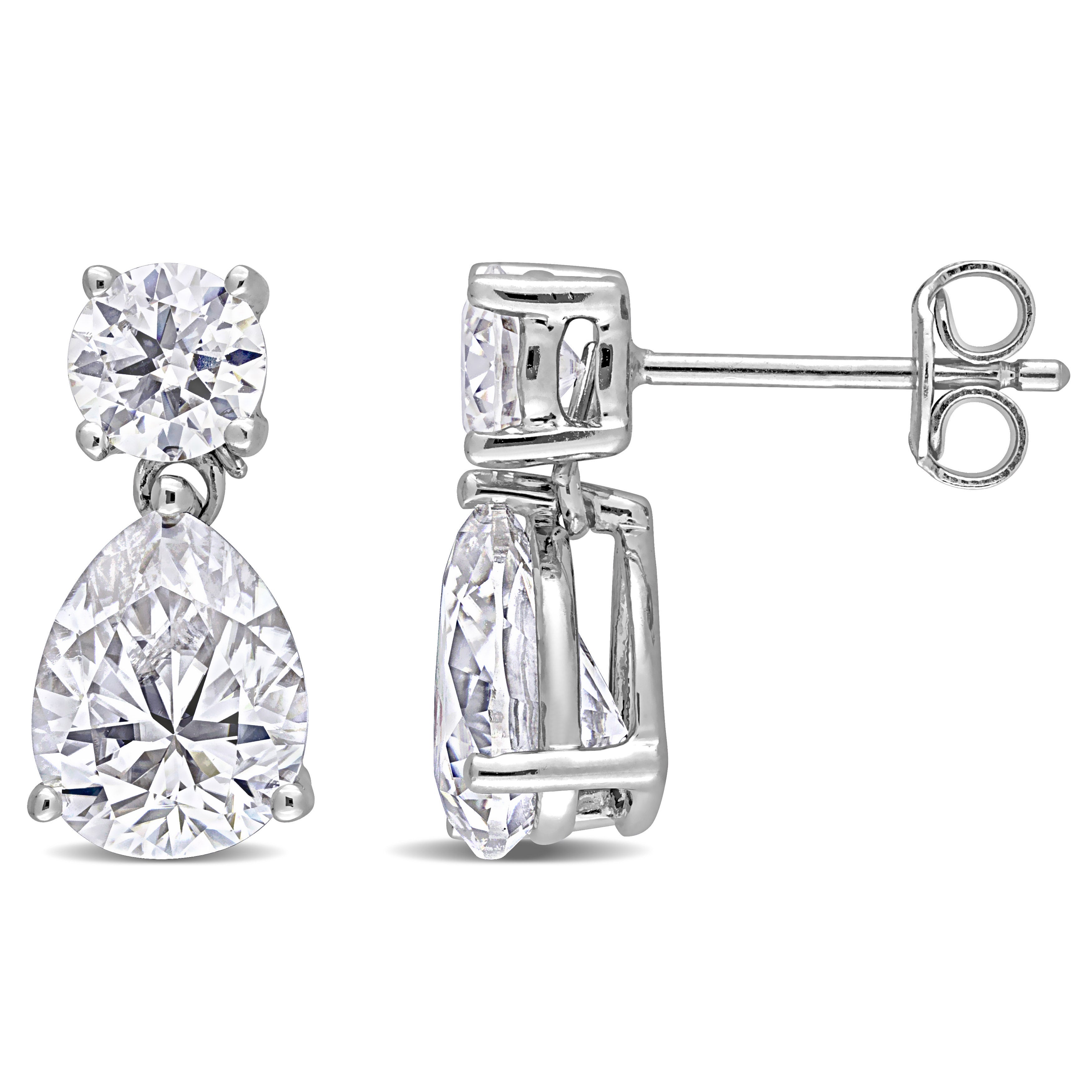 5 CT DEW Created Moissanite Two-Stone Earrings in Sterling Silver