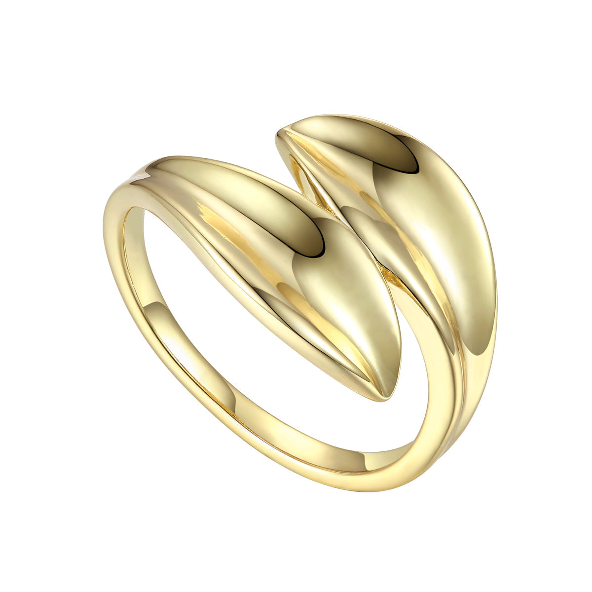 Rg 14k Gold Plated Bypass Petal Wave Ring