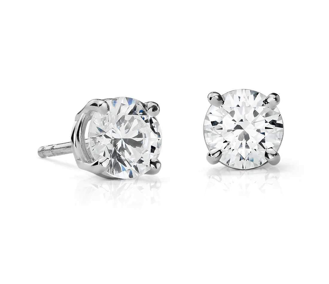 Suzy Levian 14K White Gold Classic Four-Prong 1/4cttw Diamond Stud Earrings
