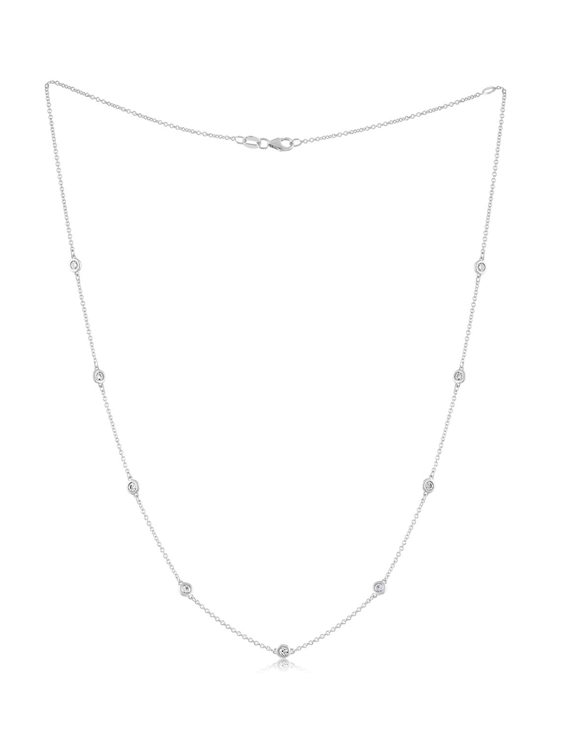 14K White Gold Diamonds-By-The-Yard Necklace