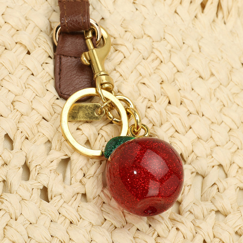 Rhinestone Apple Keychain Bag Charm